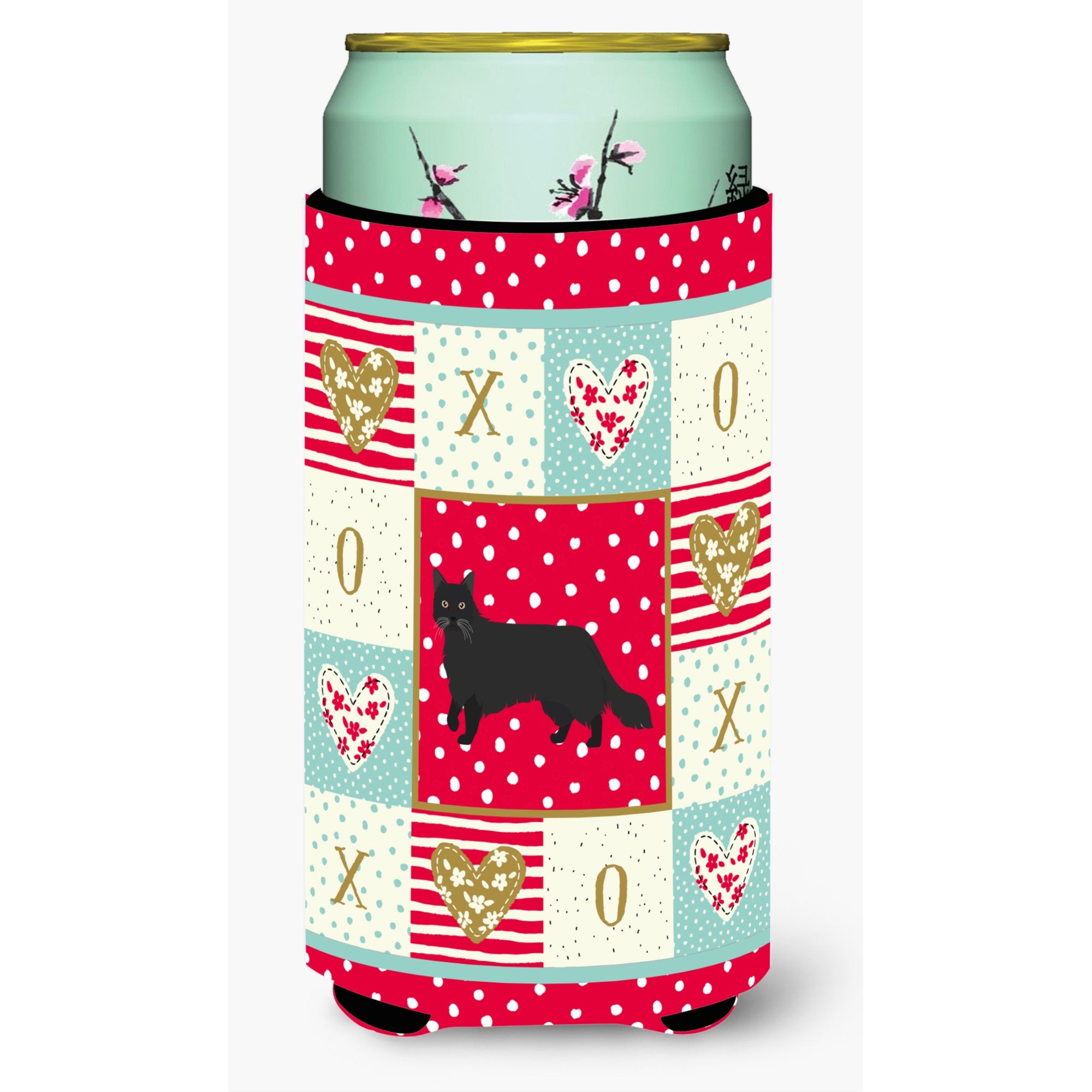 Black Chantilly Tiffany Cat Love Tall Boy Beverage Hugger Ck5575Tbc