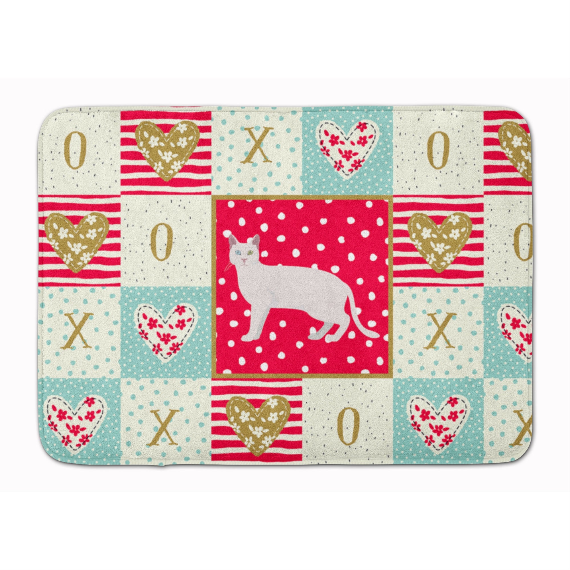 Caroline'S Treasures Khao Manee #1 Cat Love Machine Washable Memory Foam Mat Doormats, Multicolor