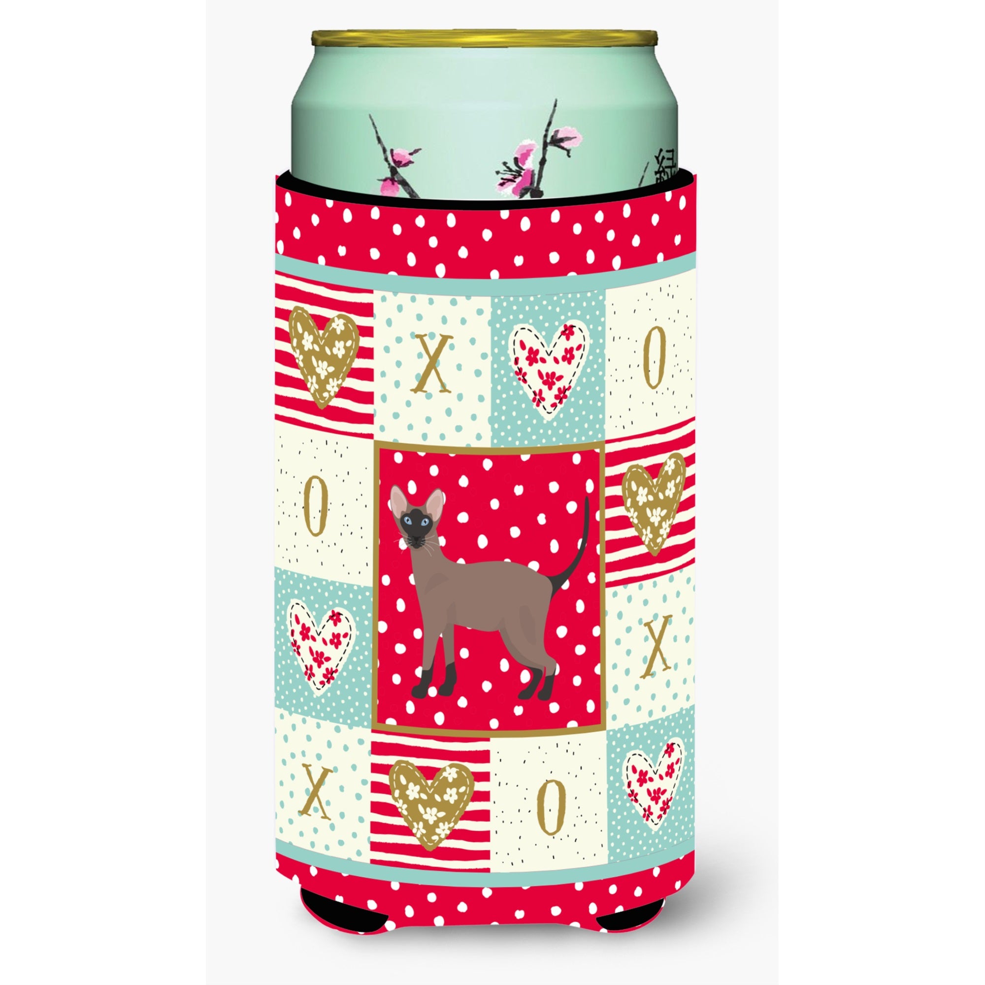 Oriental Bicolor Cat Love Tall Boy Beverage Hugger Ck5664Tbc