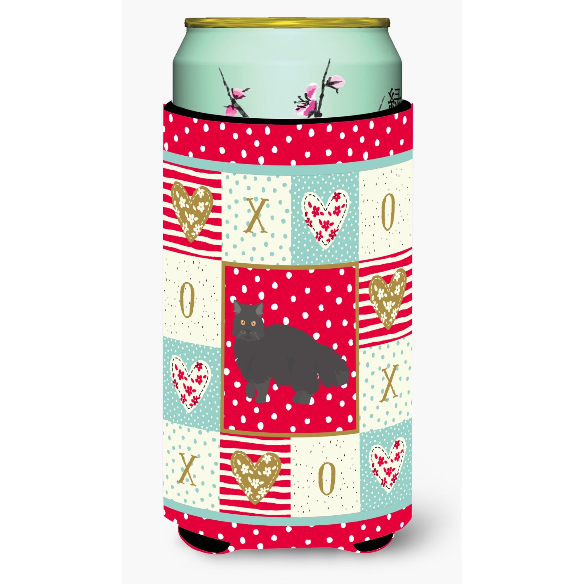 Black Persian Traditional Cat Love Tall Boy Beverage Hugger Ck5674Tbc