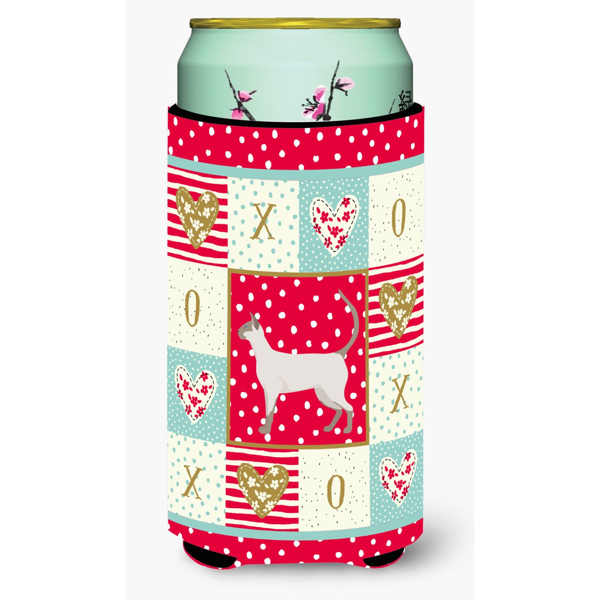 Siamese Modern #1 Cat Love Tall Boy Beverage Hugger Ck5704Tbc