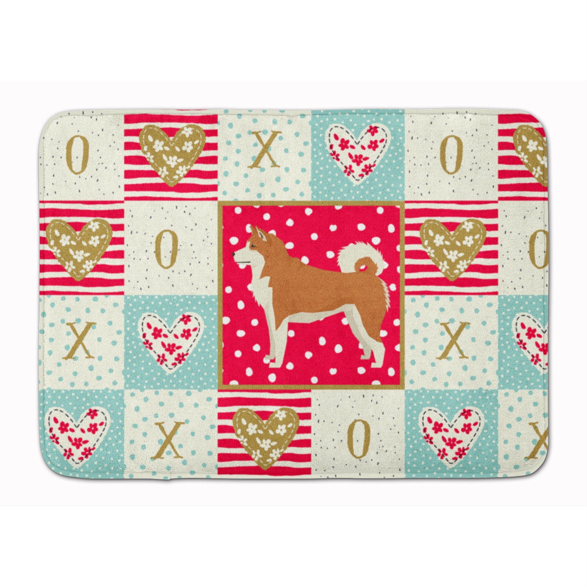 Caroline'S Treasures Akita Love Machine Washable Memory Foam Mat Doormats, Multicolor