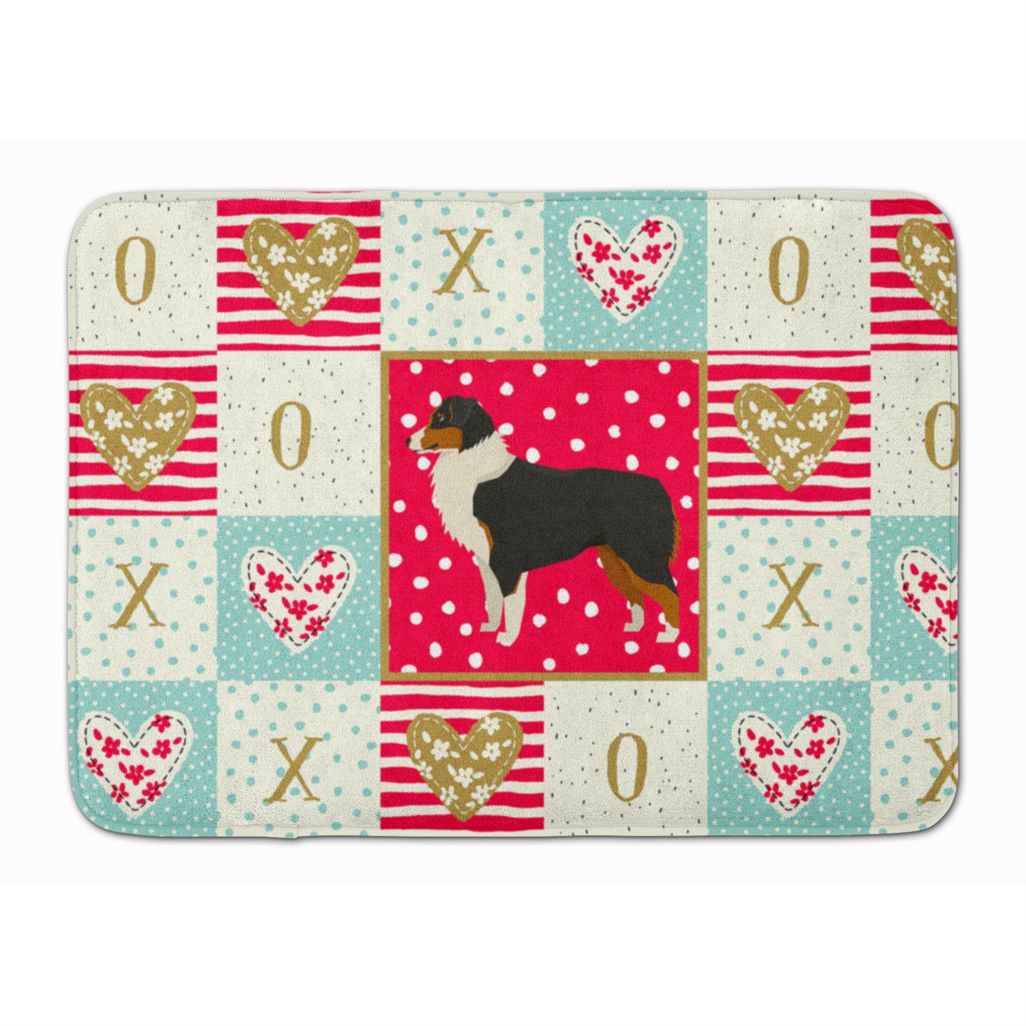 Caroline'S Treasures Australian Shepherd Love Machine Washable Memory Foam Mat Doormats, Multicolor