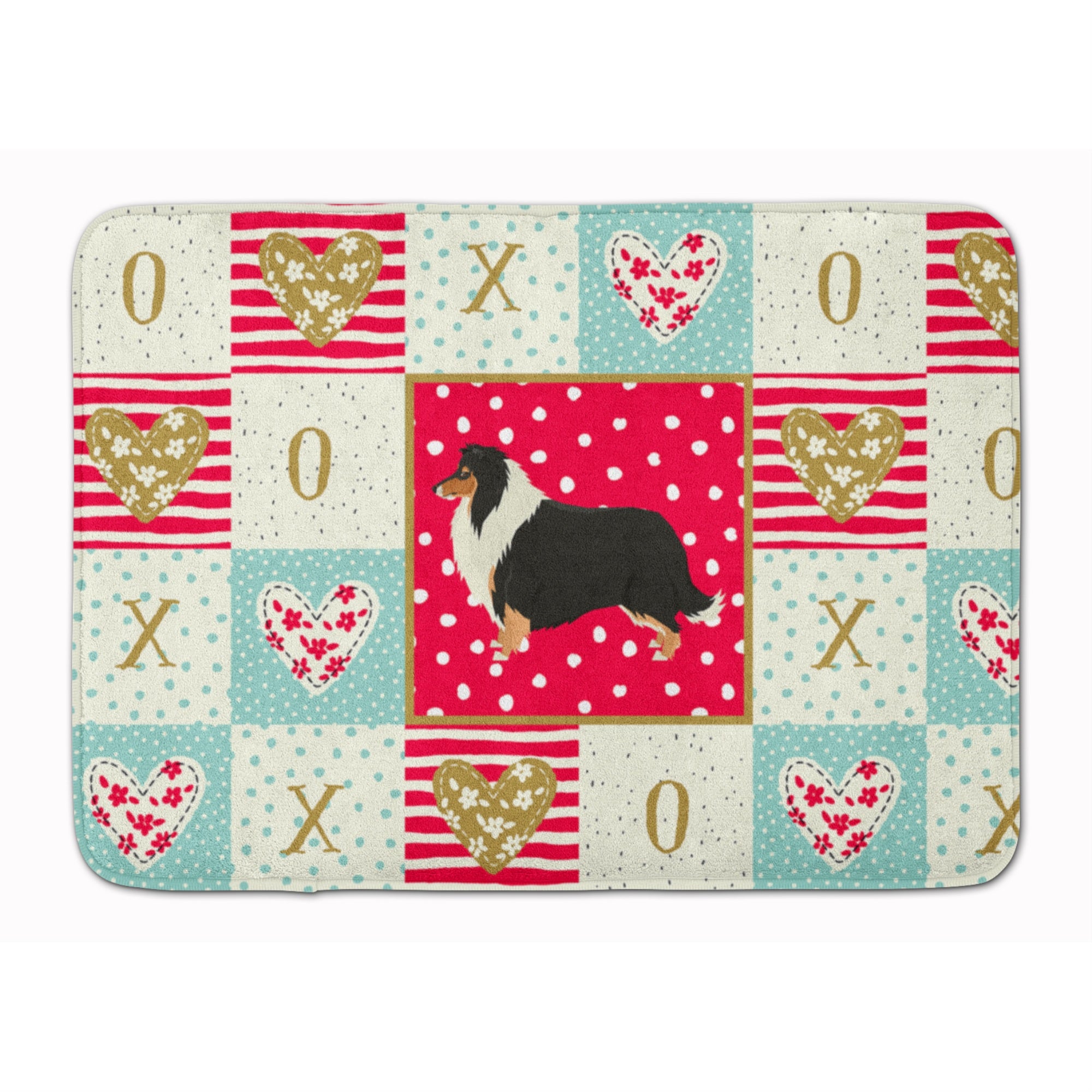 Caroline'S Treasures Collie Love Machine Washable Memory Foam Mat Doormats, Multicolor
