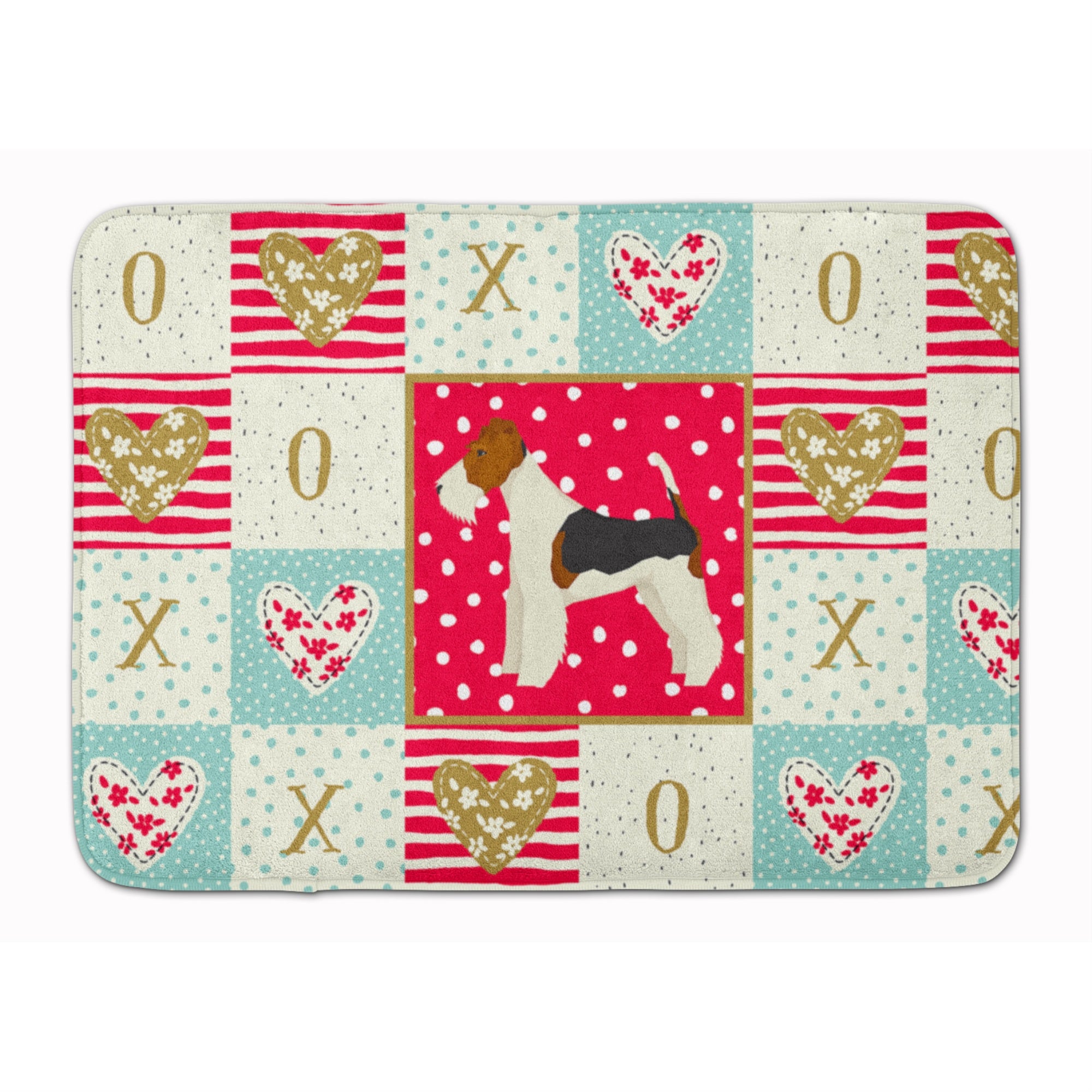 Caroline'S Treasures Fox Terrier Love Machine Washable Memory Foam Mat Doormats, Multicolor
