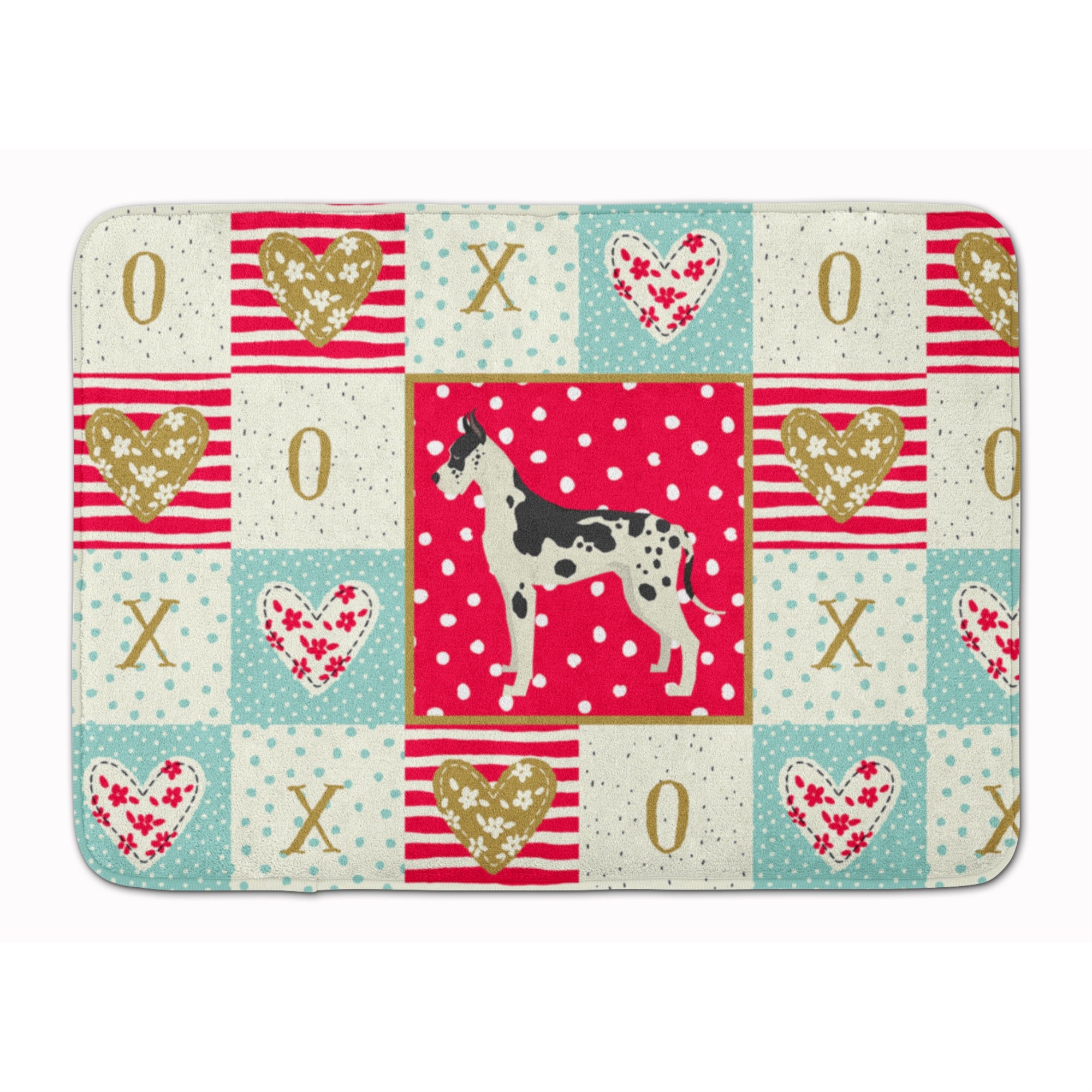 Caroline'S Treasures Dane Love Machine Washable Memory Foam Mat Doormats, Multicolor