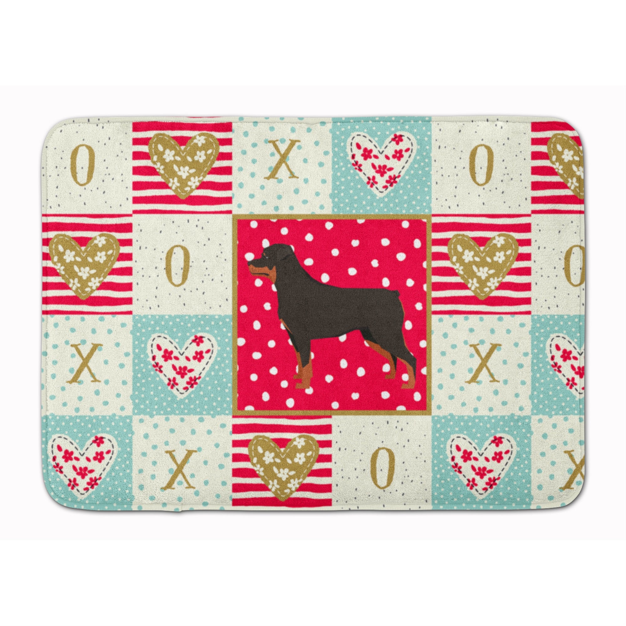 Caroline'S Treasures Rottweiler Love Machine Washable Memory Foam Mat Doormats, Multicolor