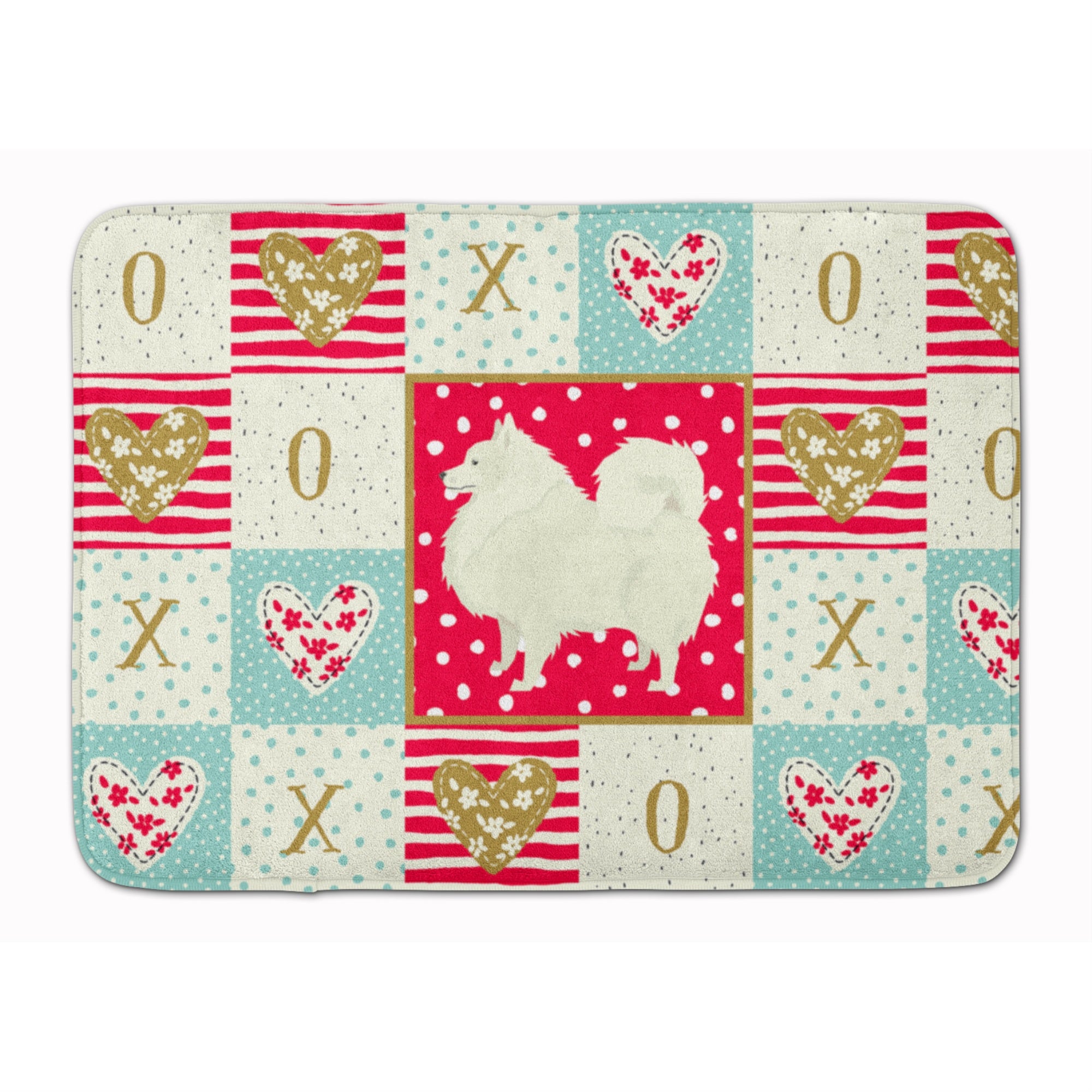 Caroline'S Treasures Spitz Love Machine Washable Memory Foam Mat Doormats, Multicolor