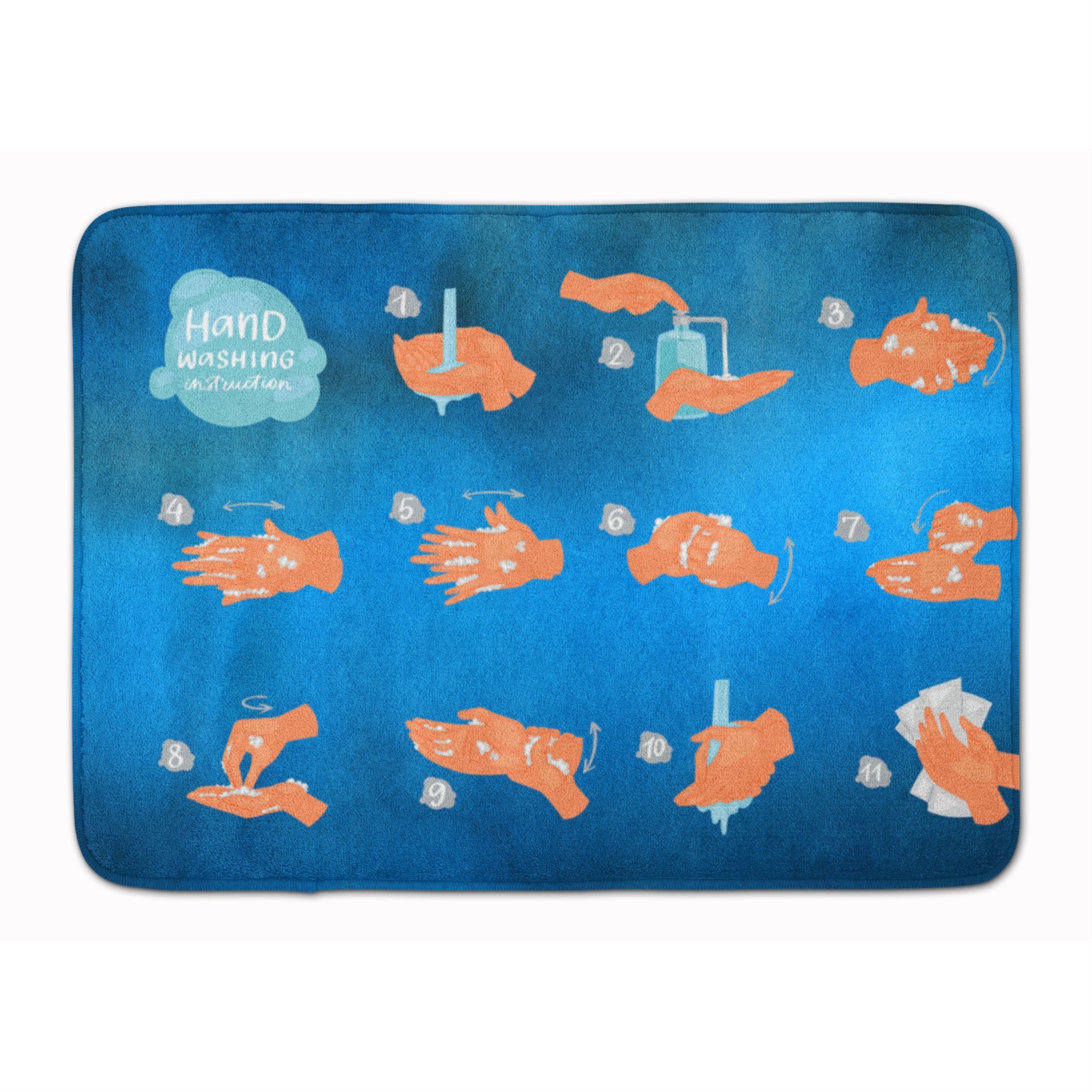 Caroline'S Treasures Hand Washing Instructions Machine Washable Memory Foam Mat Doormats, Multicolor