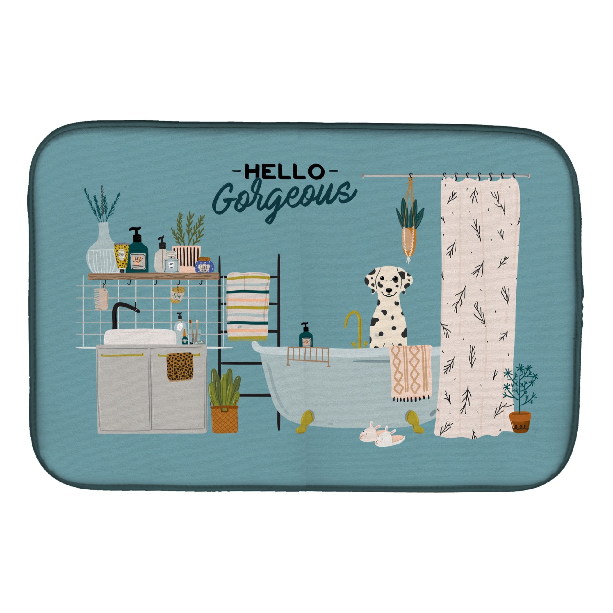 Caroline'S Treasures Ck7519Ddm Dalmatian In Bathtub Dish-Drying-Mats, 14 X 21, Multicolor
