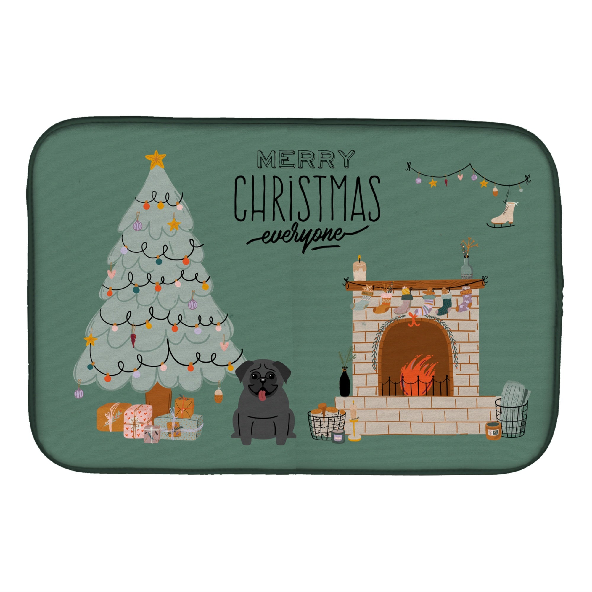 Caroline'S Treasures Ck7569Ddm Black Pug Christmas Everyone Dish-Drying-Mats, 14 X 21, Multicolor