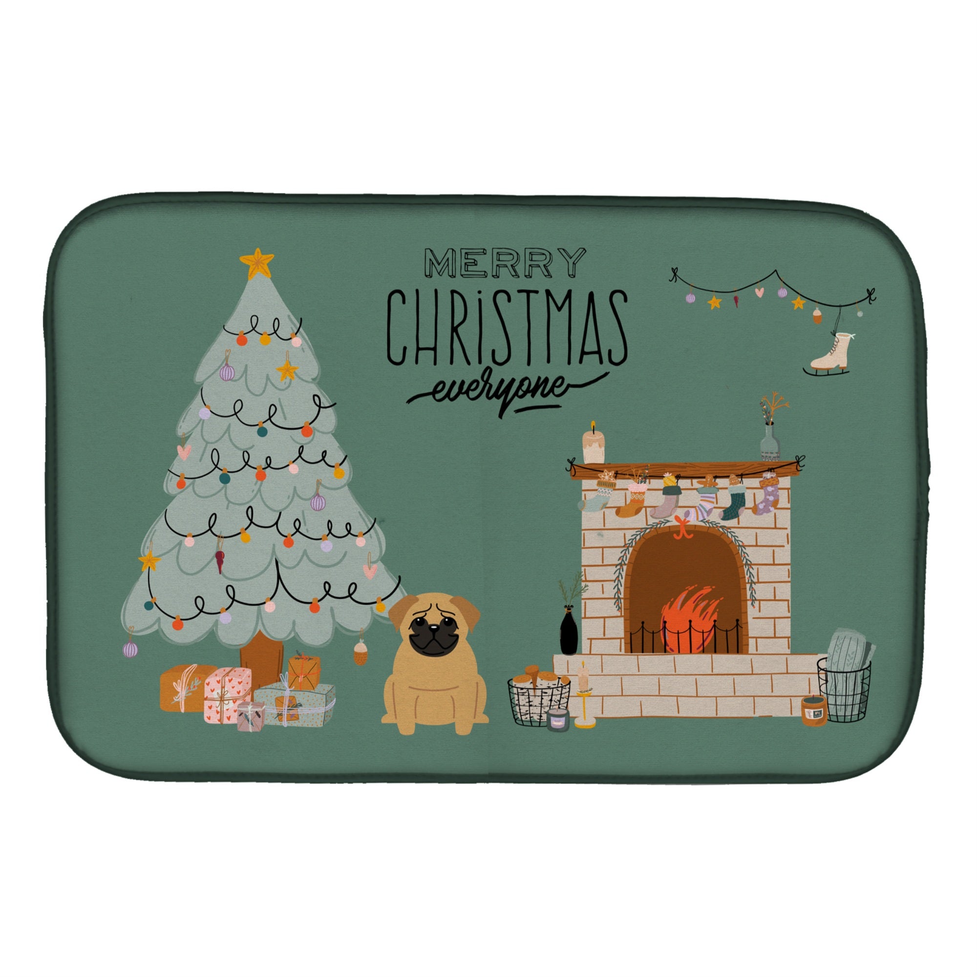 Caroline'S Treasures Ck7570Ddm Brown Pug Christmas Everyone Dish-Drying-Mats, 14 X 21, Multicolor