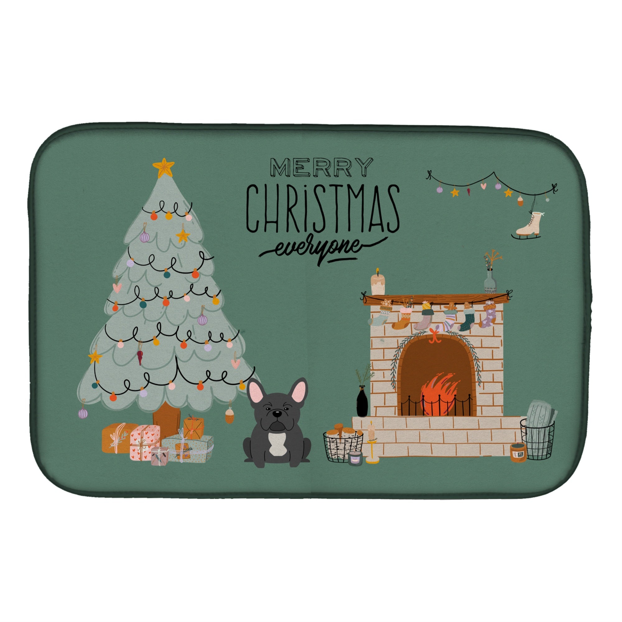 Caroline'S Treasures Black French Bulldog Christmas Everyone Dish-Drying-Mats, 14 X 21, Multicolor