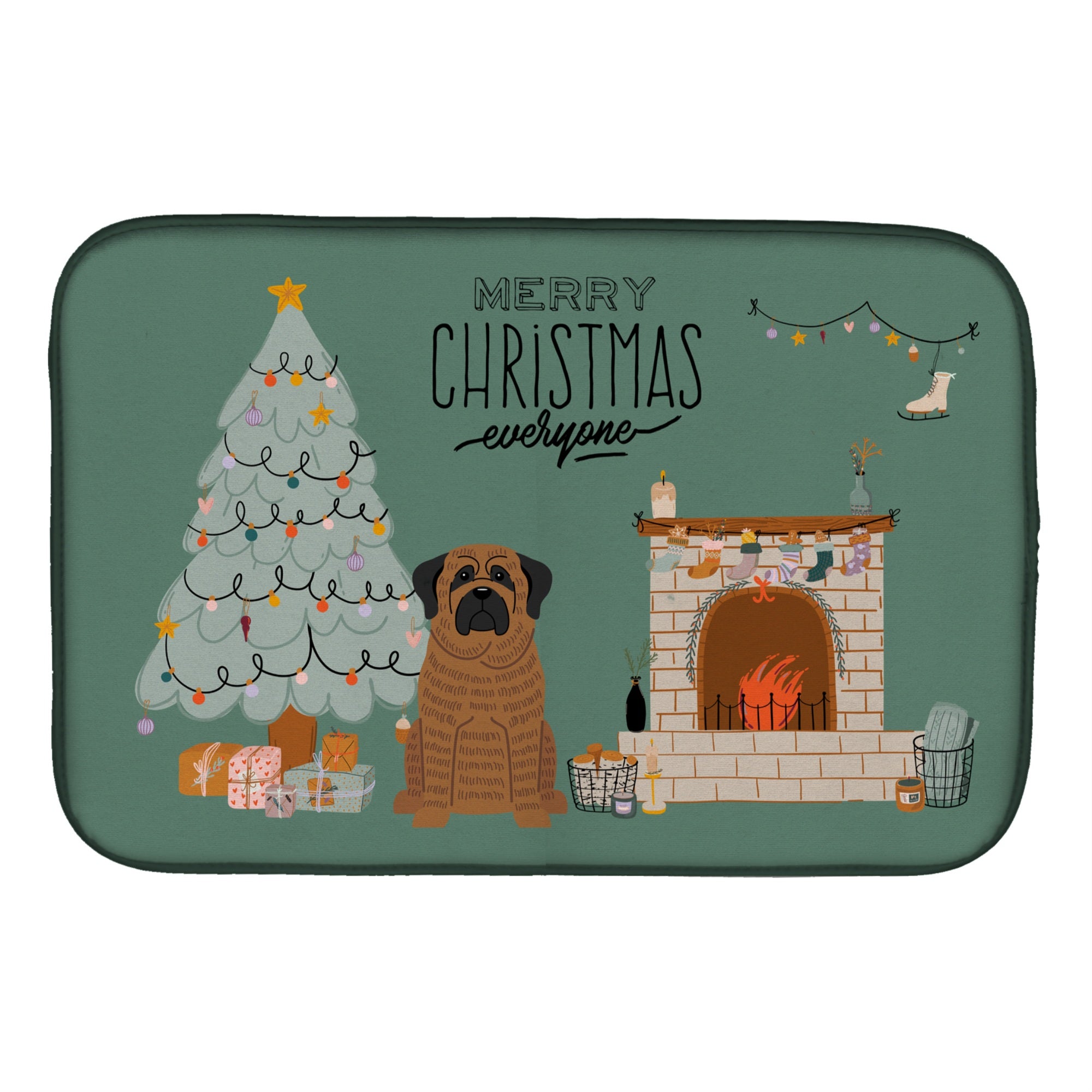 Caroline'S Treasures Ck7578Ddm Brindle Mastiff Christmas Everyone Dish-Drying-Mats, 14 X 21, Multicolor