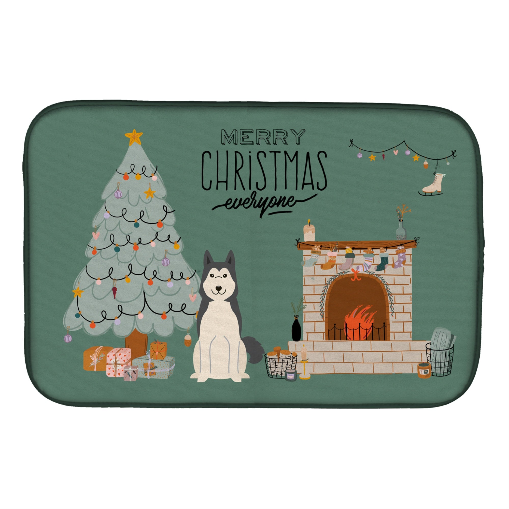 Caroline'S Treasures West Siberian Laika Spitz Christmas Everyone Dish-Drying-Mats, 14 X 21, Multicolor