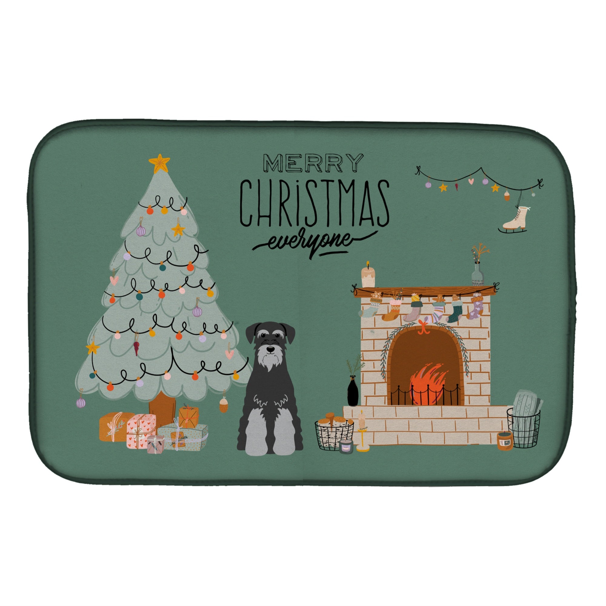 Caroline'S Treasures Black Grey Standard Schnauzer Christmas Everyone Dish-Drying-Mats, 14 X 21, Multicolor