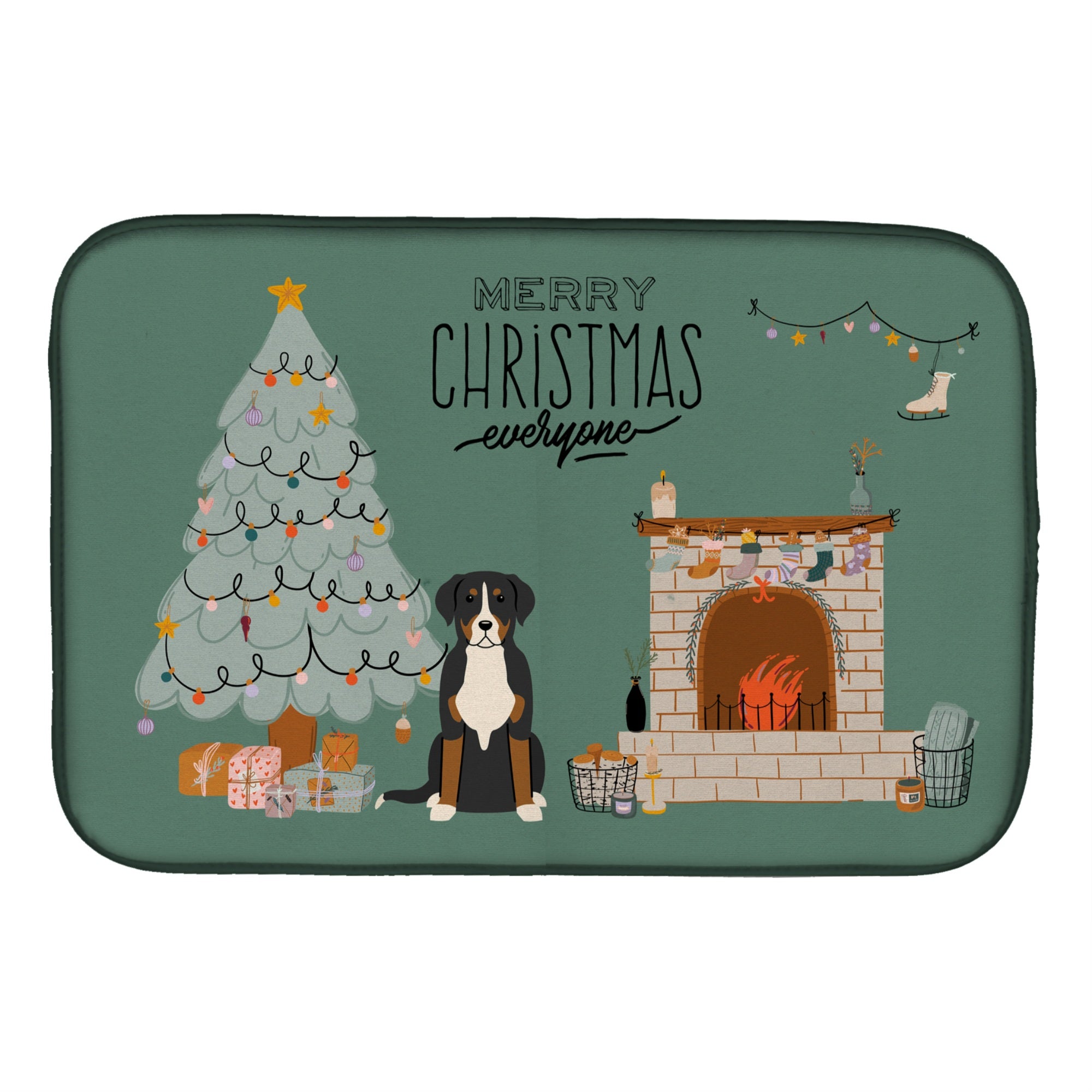 Caroline'S Treasures Greater Swiss Mountain Dog Christmas Everyone Dish-Drying-Mats, 14 X 21, Multicolor
