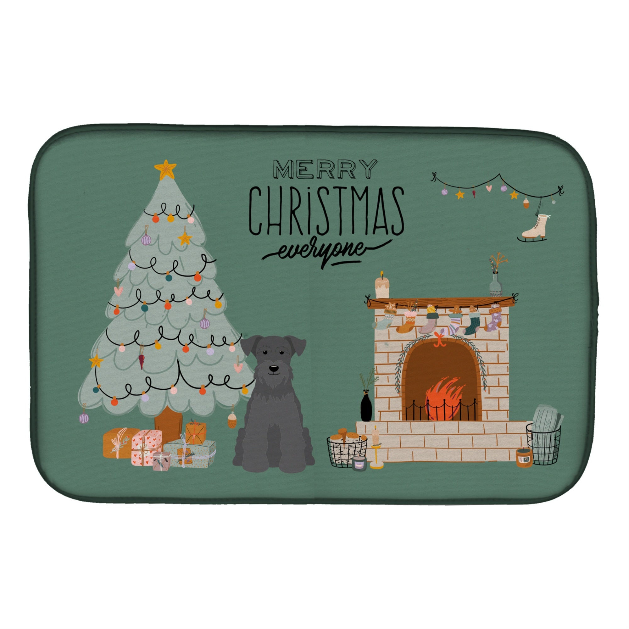 Caroline'S Treasures Black Miniature Schnauzer Christmas Everyone Dish-Drying-Mats, 14 X 21, Multicolor