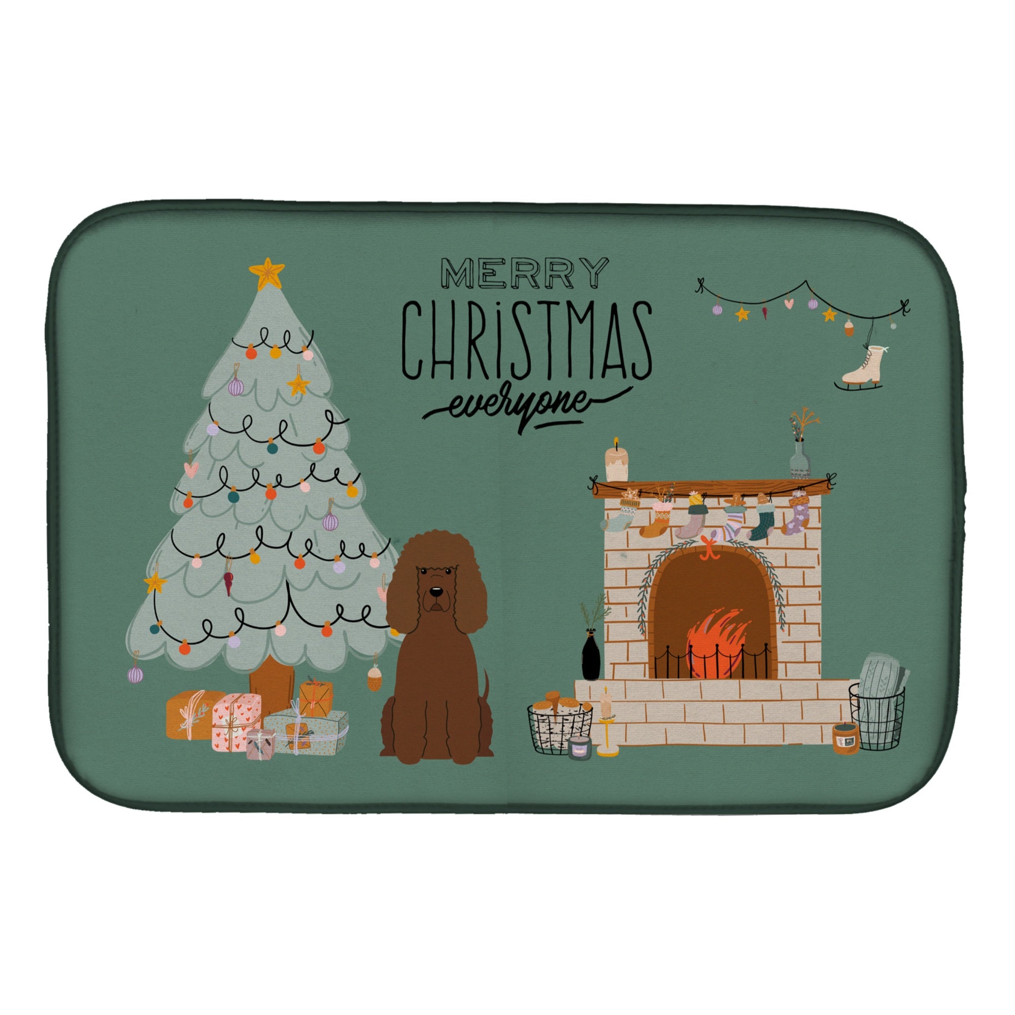 Caroline'S Treasures Ck7626Ddm Irish Water Spaniel Christmas Everyone Dish-Drying-Mats, 14 X 21, Multicolor