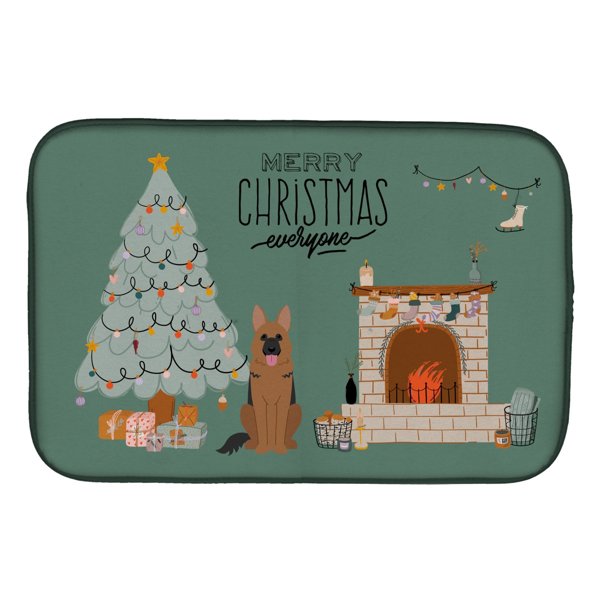 Caroline'S Treasures Ck7630Ddm German Shepherd Christmas Everyone Dish-Drying-Mats, 14 X 21, Multicolor