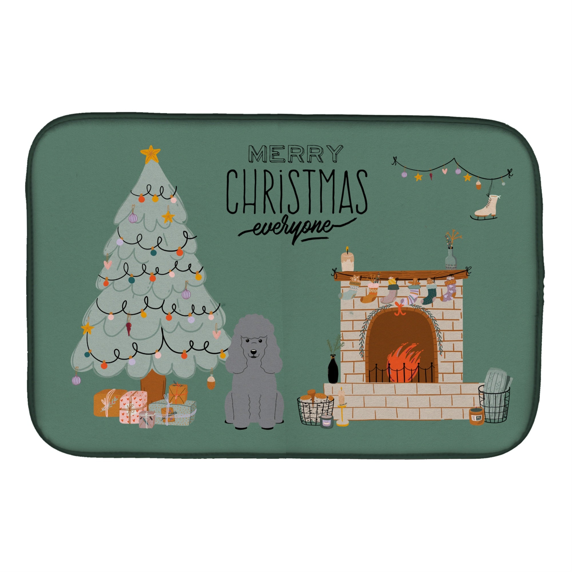 Caroline'S Treasures Ck7631Ddm Silver Poodle Christmas Everyone Dish-Drying-Mats, 14 X 21, Multicolor