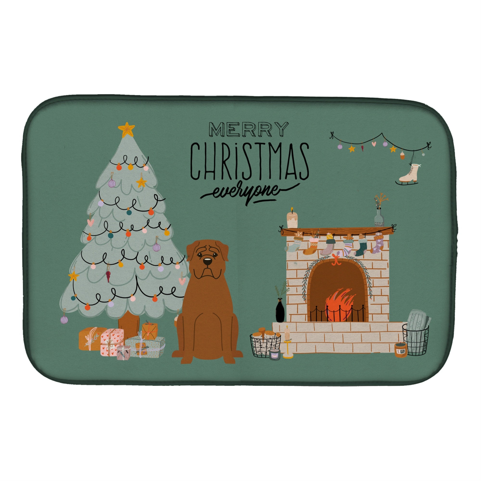 Caroline'S Treasures Ck7636Ddm Dogue De Bourdeaux Christmas Everyone Dish-Drying-Mats, 14 X 21, Multicolor