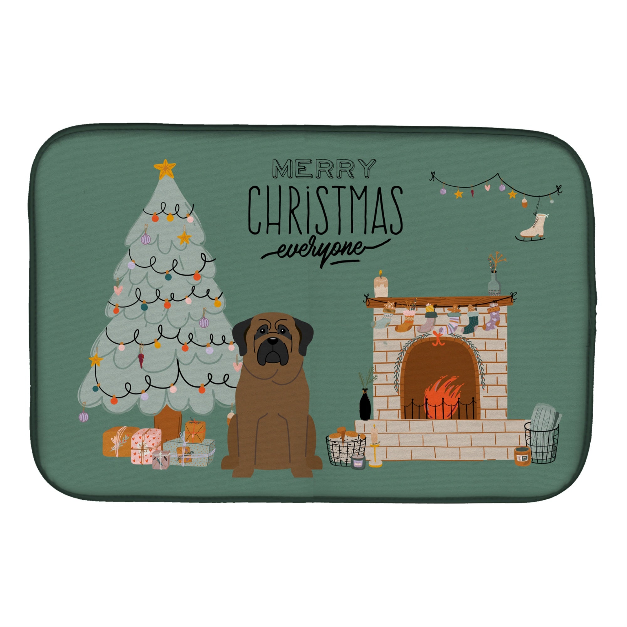 Caroline'S Treasures Ck7647Ddm Bullmastiff Christmas Everyone Dish-Drying-Mats, 14 X 21, Multicolor