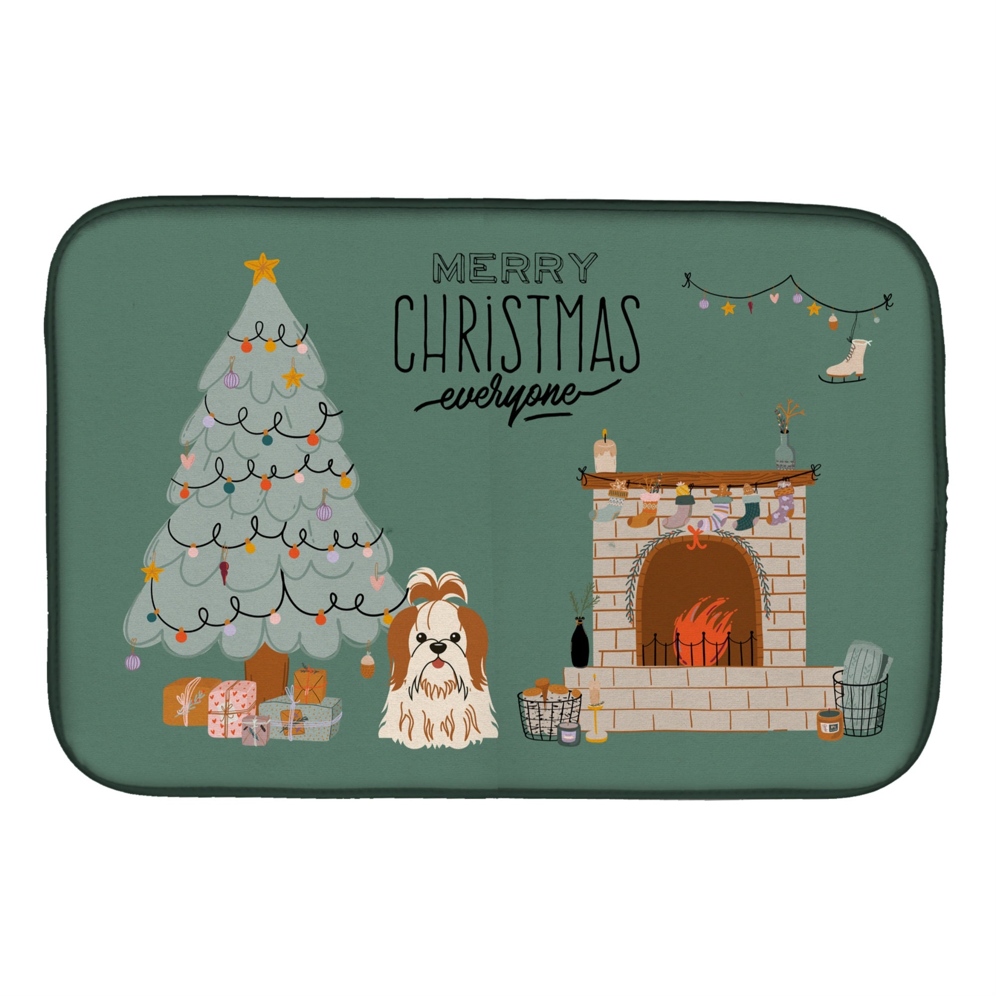 Caroline'S Treasures Ck7650Ddm Red White Shih Tzu Christmas Everyone Dish-Drying-Mats, 14 X 21, Multicolor