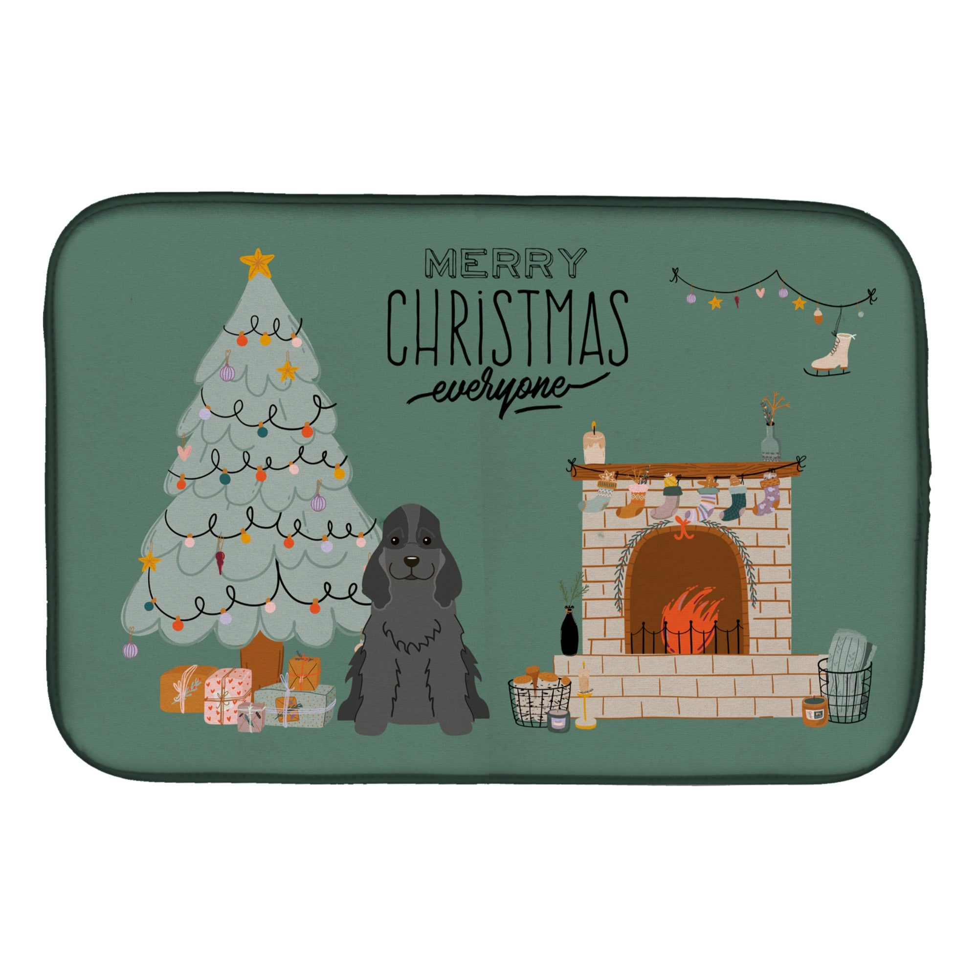 Caroline'S Treasures Black Cocker Spaniel Christmas Everyone Dish-Drying-Mats, 14 X 21, Multicolor