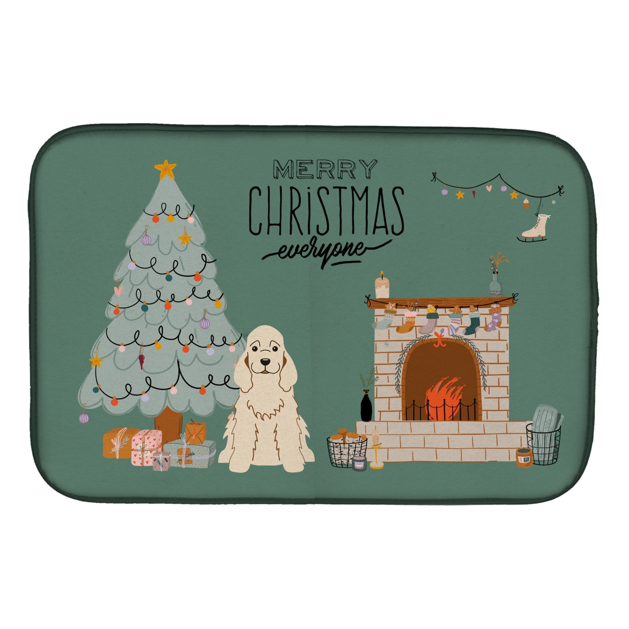 Caroline'S Treasures Ck7657Ddm Buff Cocker Spaniel Christmas Everyone Dish-Drying-Mats, 14 X 21, Multicolor