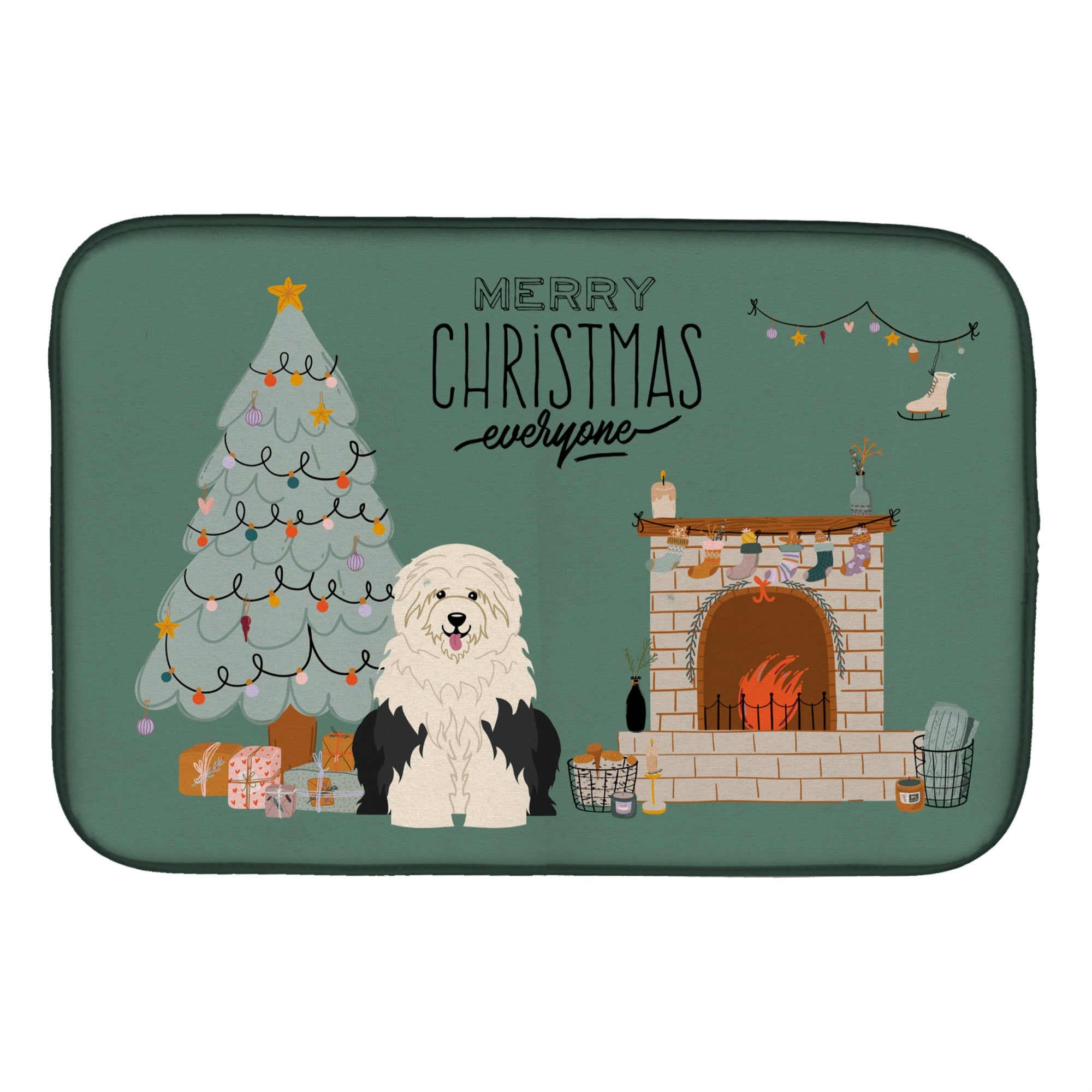 Caroline'S Treasures Old English Sheepdog Christmas Everyone Dish-Drying-Mats, 14 X 21, Multicolor