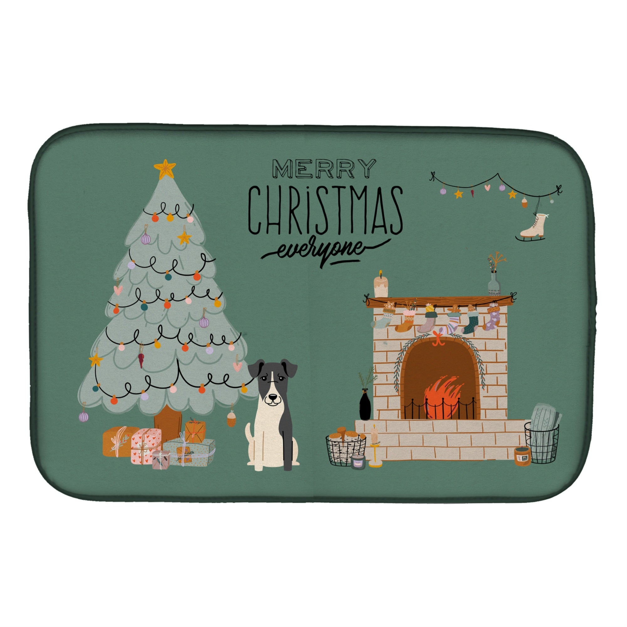 Caroline'S Treasures Ck7661Ddm Smooth Fox Terrier Christmas Everyone Dish-Drying-Mats, 14 X 21, Multicolor