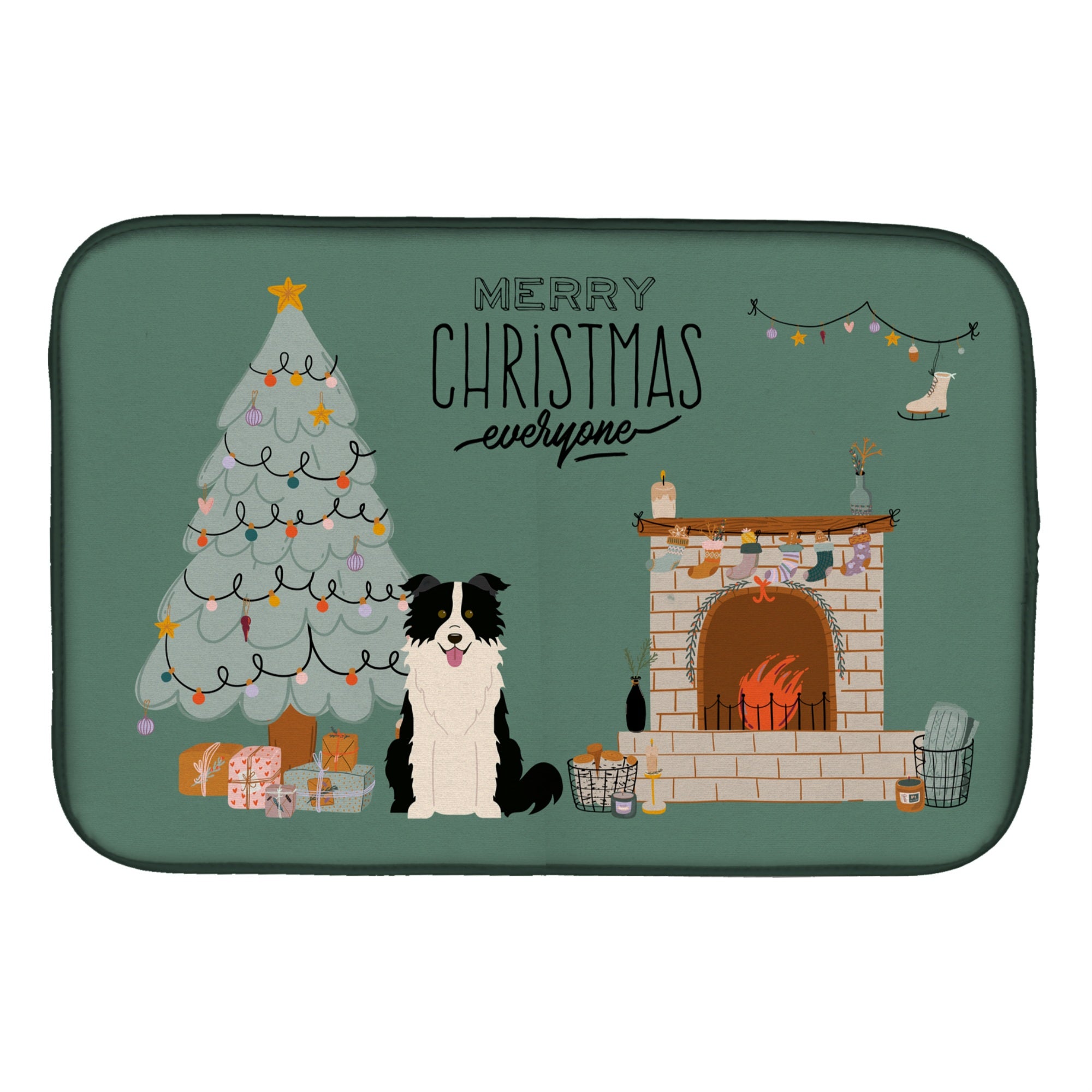 Caroline'S Treasures Black White Border Collie Christmas Everyone Dish-Drying-Mats, 14 X 21, Multicolor