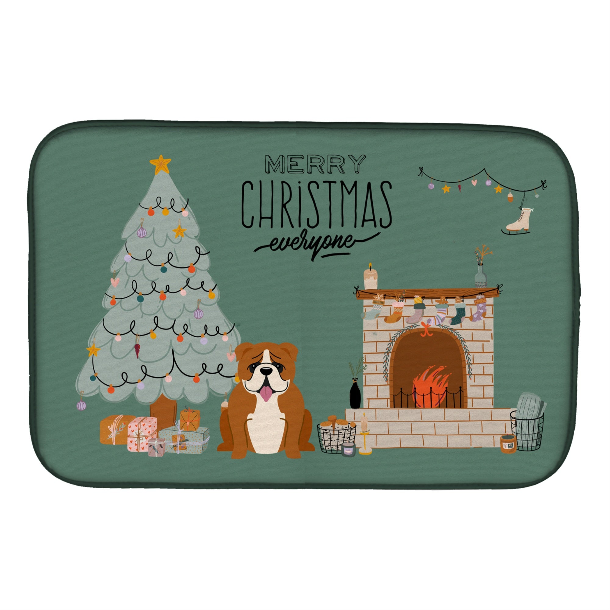 Caroline'S Treasures Red White English Bulldog Christmas Everyone Dish-Drying-Mats, 14 X 21, Multicolor