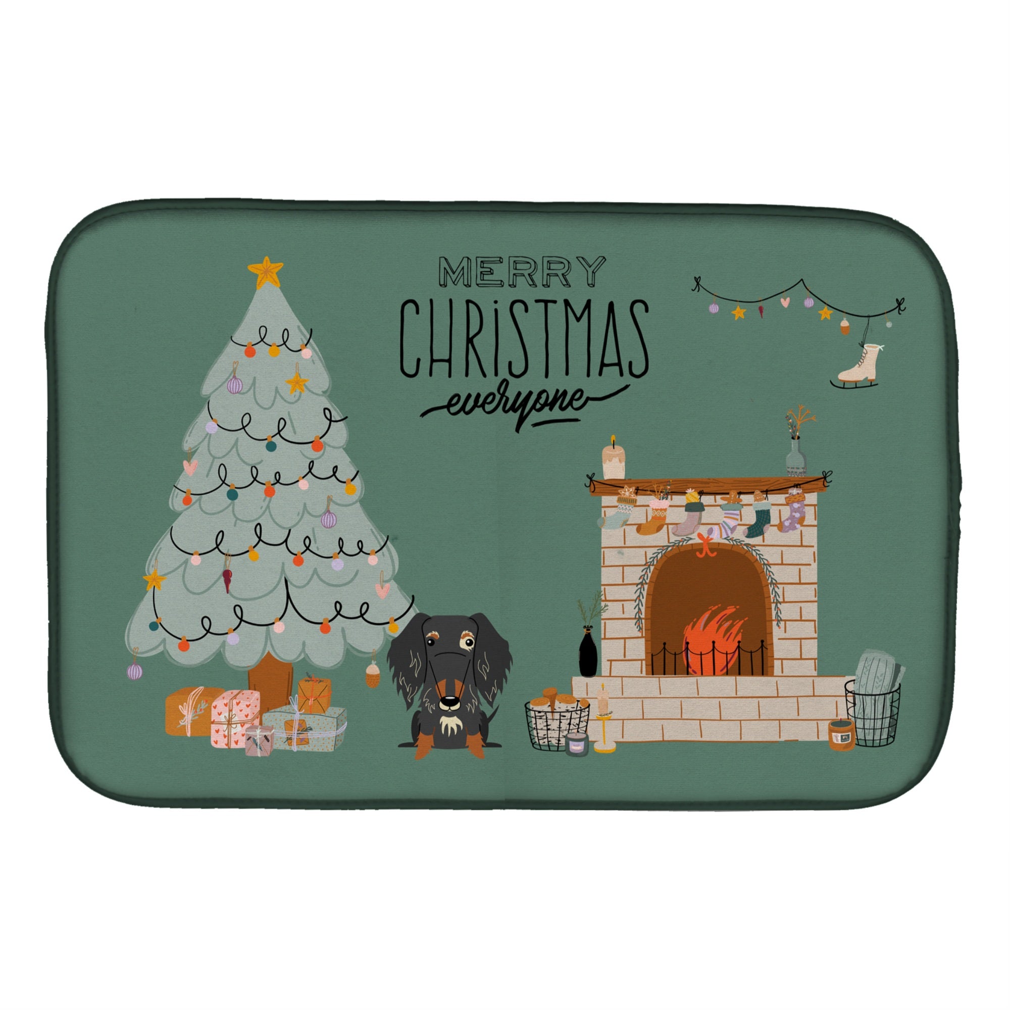 Caroline'S Treasures Dapple Wire Haired Dachshund Christmas Everyone Dish-Drying-Mats, 14 X 21, Multicolor