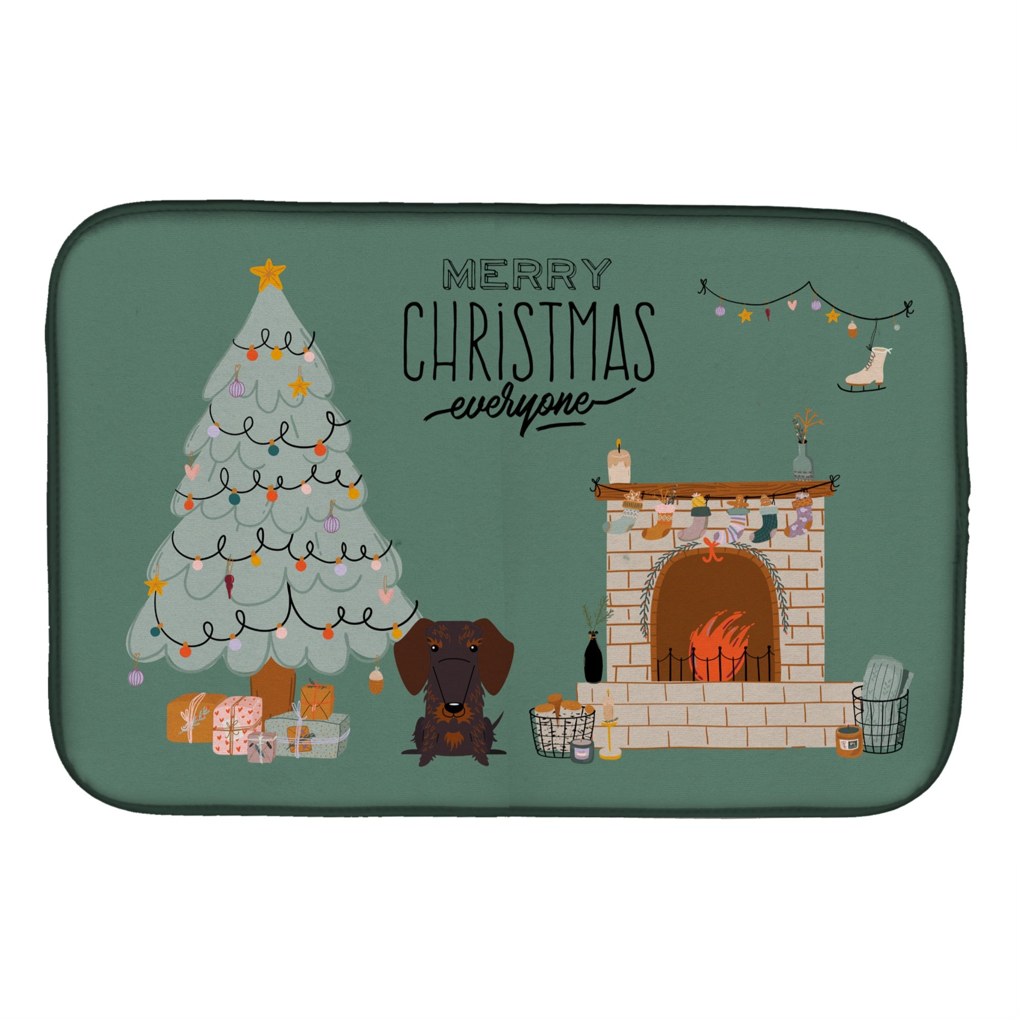 Caroline'S Treasures Caroline'S Chocolate Wire Haired Dachshund Christmas Everyone Dish-Drying-Mats, 14 X 21, Multicolor