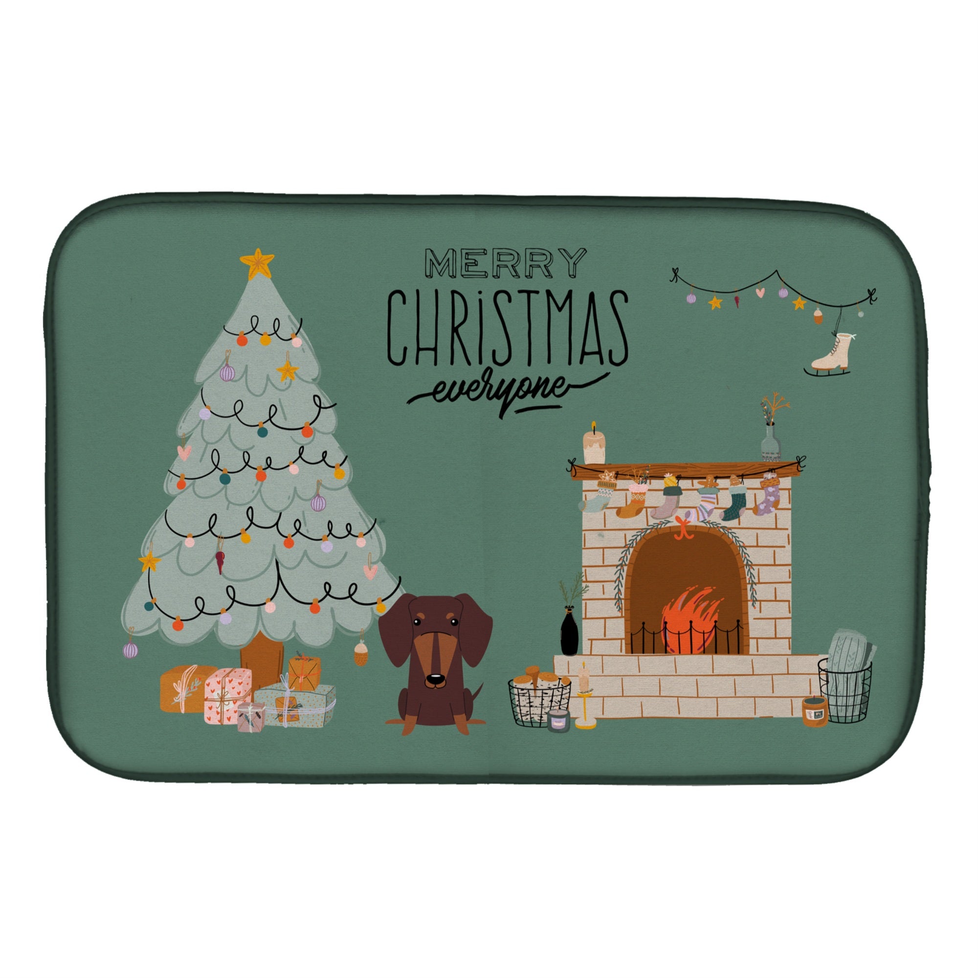 Caroline'S Treasures Ck7694Ddm Chocolate Dachshund Christmas Everyone Dish-Drying-Mats, 14 X 21, Multicolor