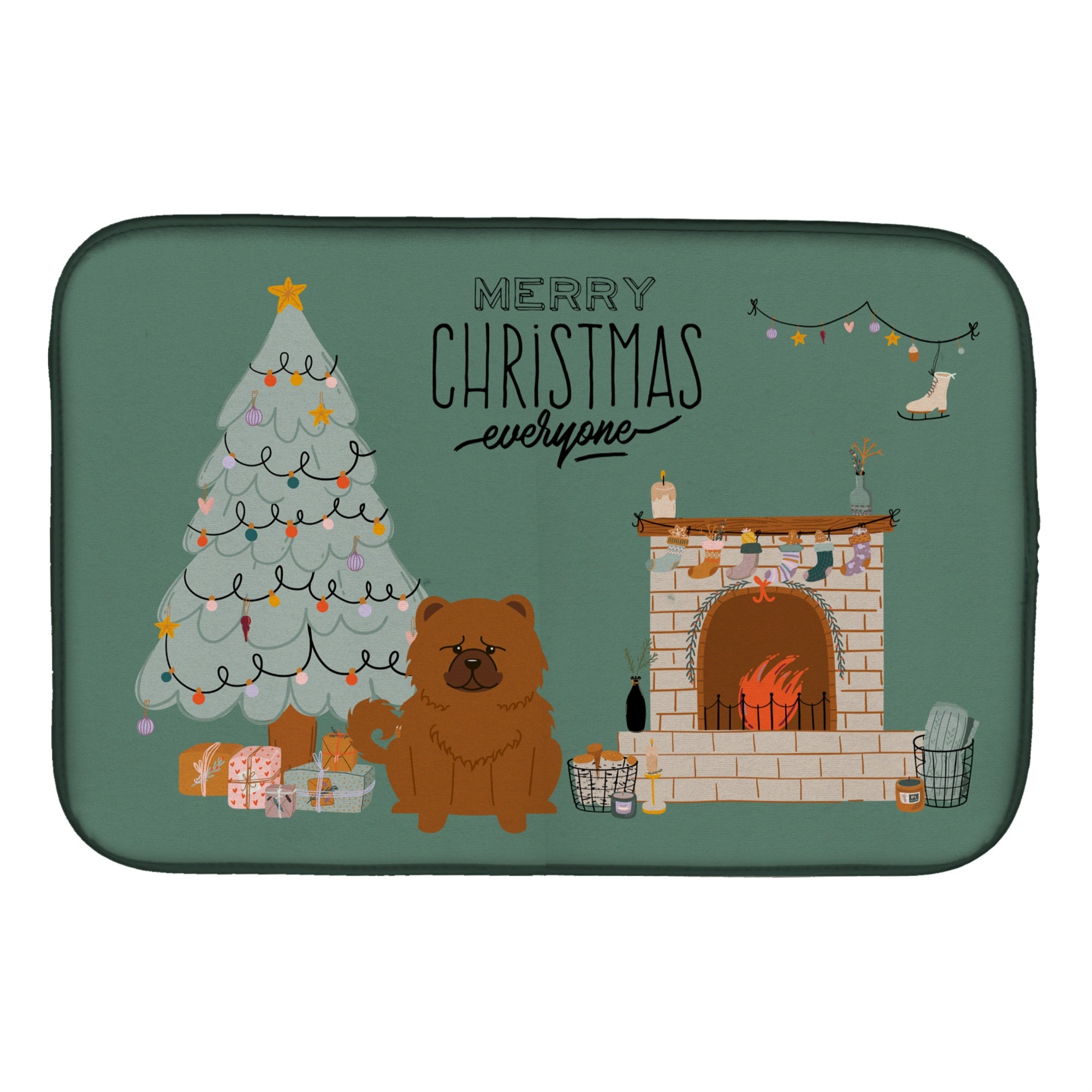 Caroline'S Treasures Ck7705Ddm Red Chow Christmas Everyone Dish-Drying-Mats, 14 X 21, Multicolor