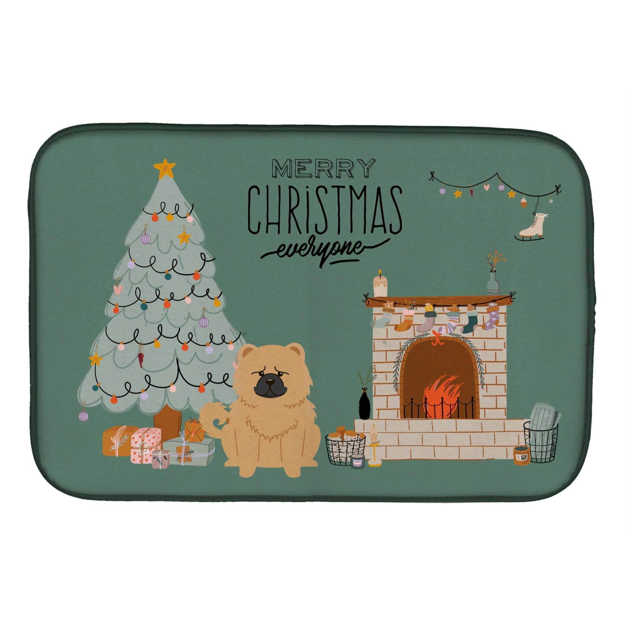 Caroline'S Treasures Ck7707Ddm Cream Chow Christmas Everyone Dish-Drying-Mats, 14 X 21, Multicolor
