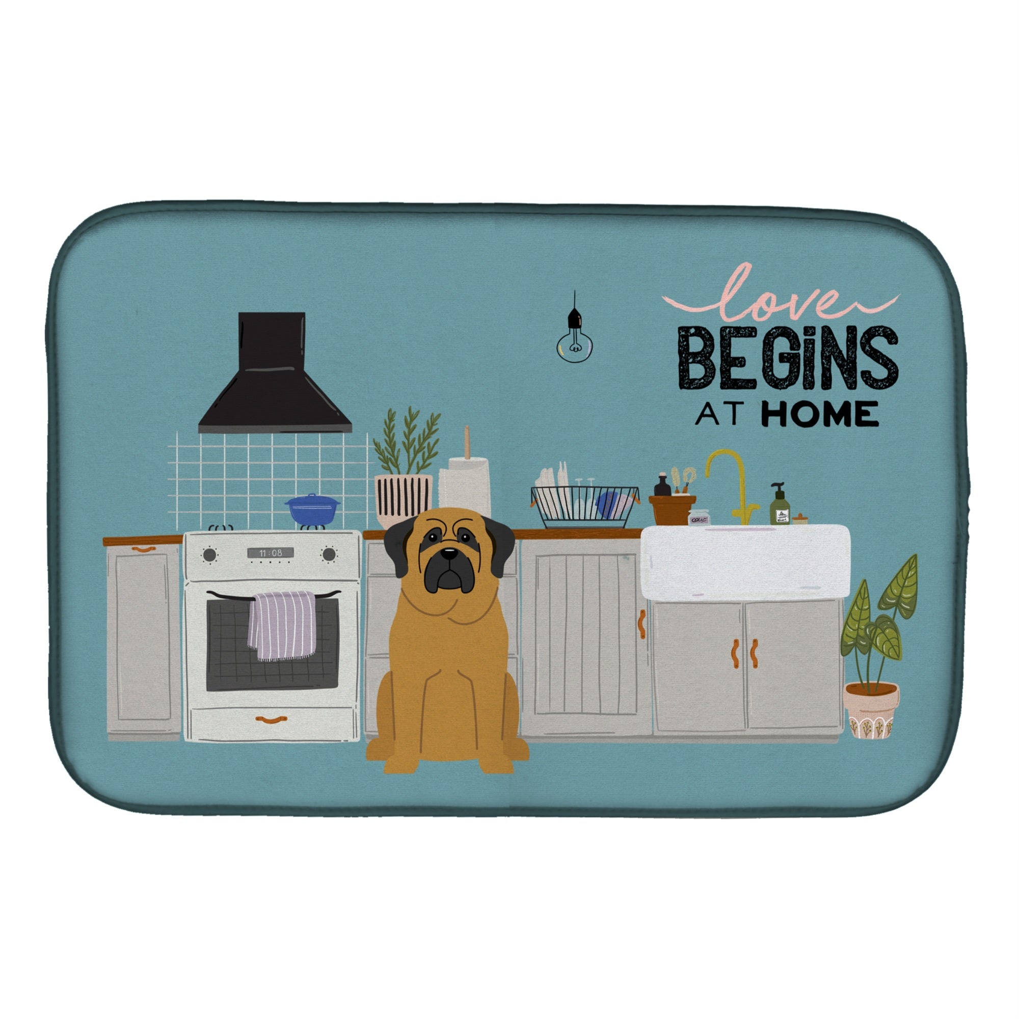 Caroline'S Treasures Ck7722Ddm Mastiff Kitchen Scene Dish-Drying-Mats, 14 X 21, Multicolor