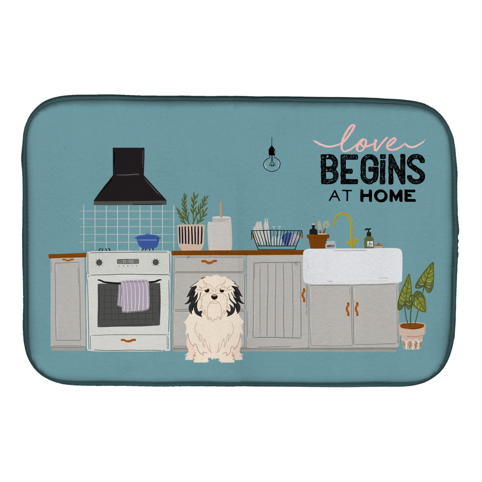 Caroline'S Treasures Ck7723Ddm Lowchen Kitchen Scene Dish-Drying-Mats, 14 X 21, Multicolor