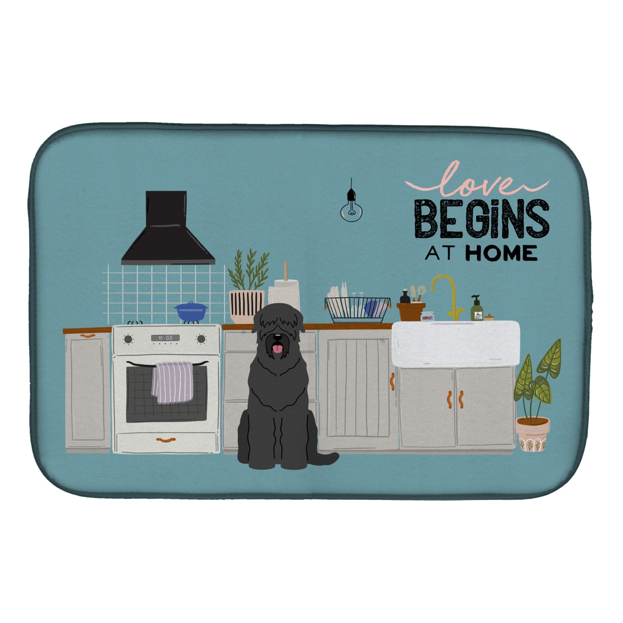Caroline'S Treasures Ck7730Ddm Black Russian Terrier Kitchen Scene Dish-Drying-Mats, 14 X 21, Multicolor