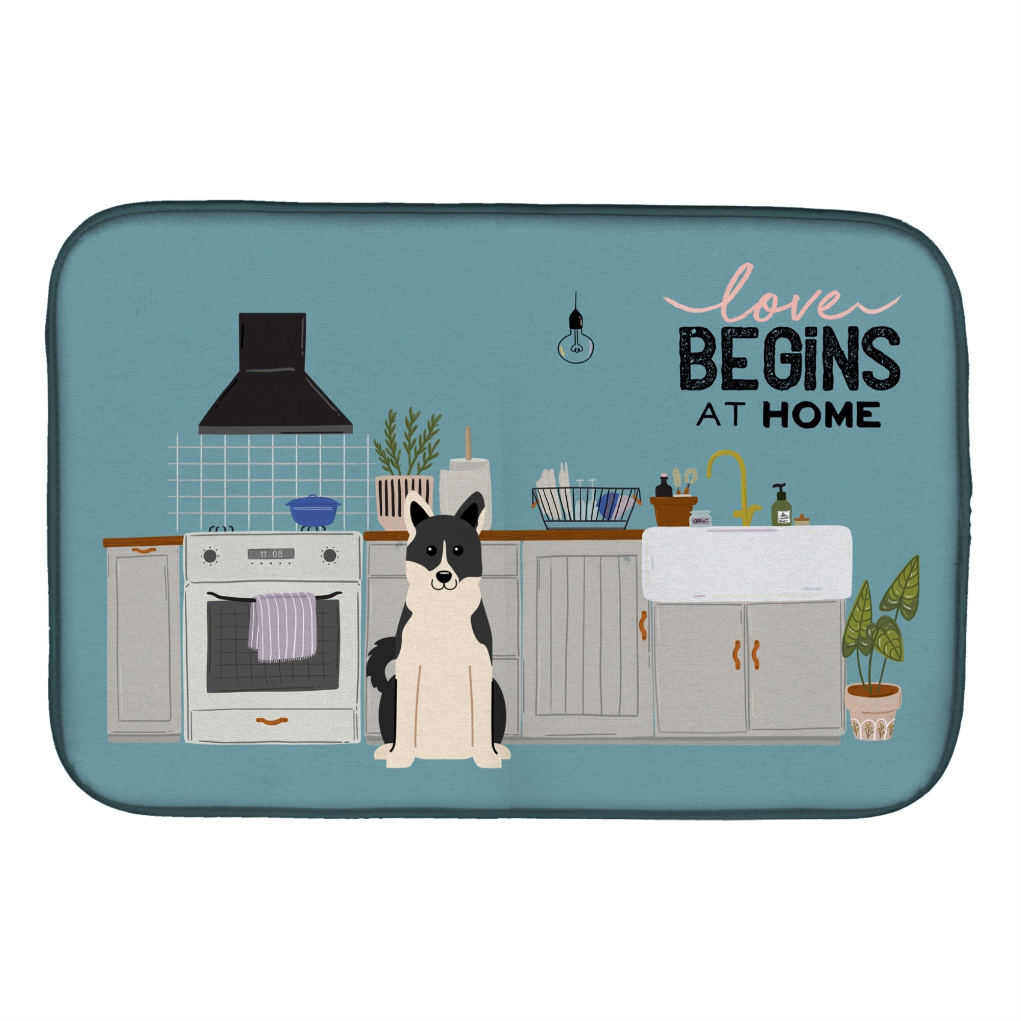Caroline'S Treasures Russo-European Laika Spitz Kitchen Scene Dish-Drying-Mats, 14 X 21, Multicolor
