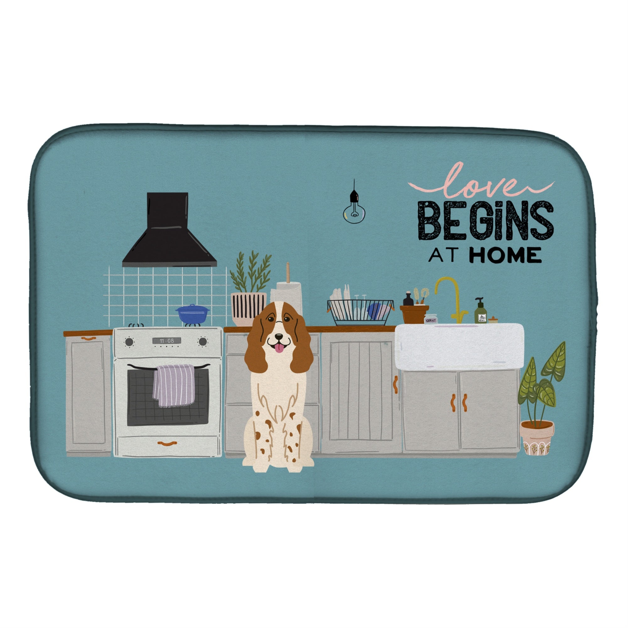 Caroline'S Treasures Ck7735Ddm Russian Spaniel Kitchen Scene Dish-Drying-Mats, 14 X 21, Multicolor