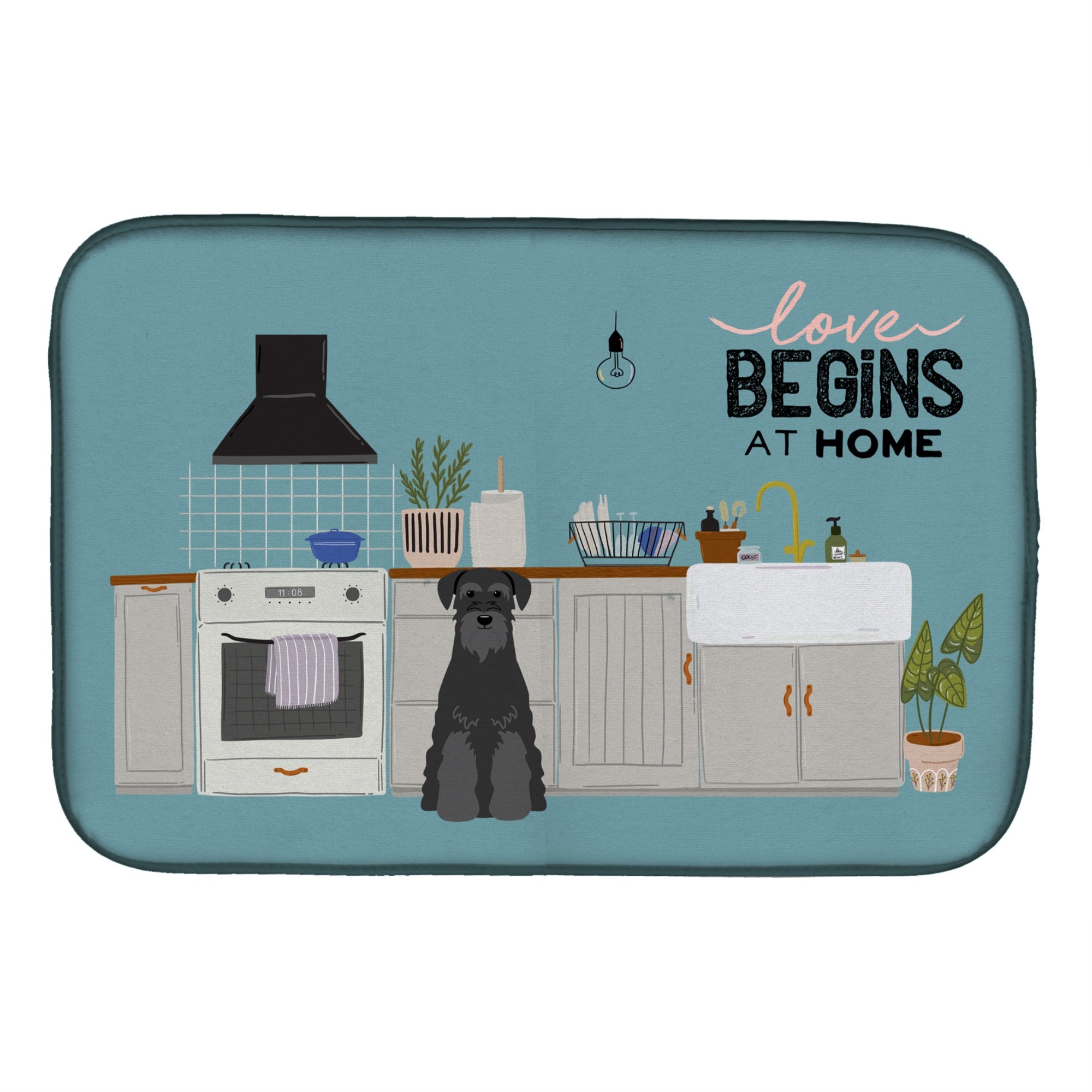 Caroline'S Treasures Ck7736Ddm Black Standard Schnauzer Kitchen Scene Dish-Drying-Mats, 14 X 21, Multicolor