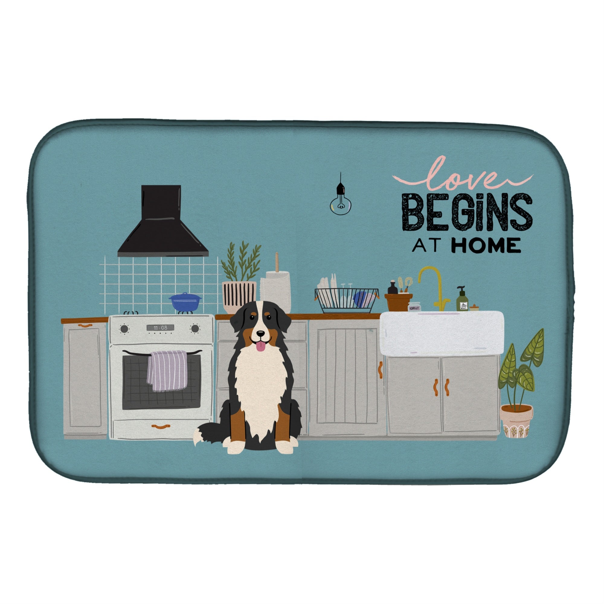 Caroline'S Treasures Ck7740Ddm Bernese Mountain Dog Kitchen Scene Dish-Drying-Mats, 14 X 21, Multicolor