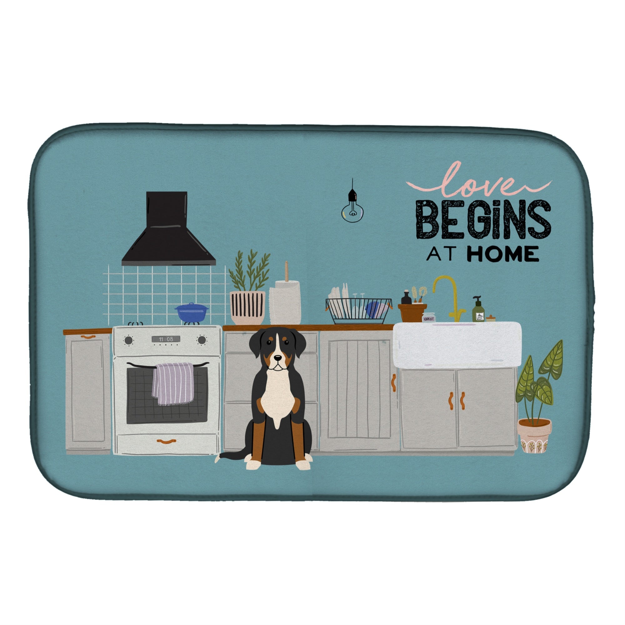 Caroline'S Treasures Greater Swiss Mountain Dog Kitchen Scene Dish-Drying-Mats, 14 X 21, Multicolor