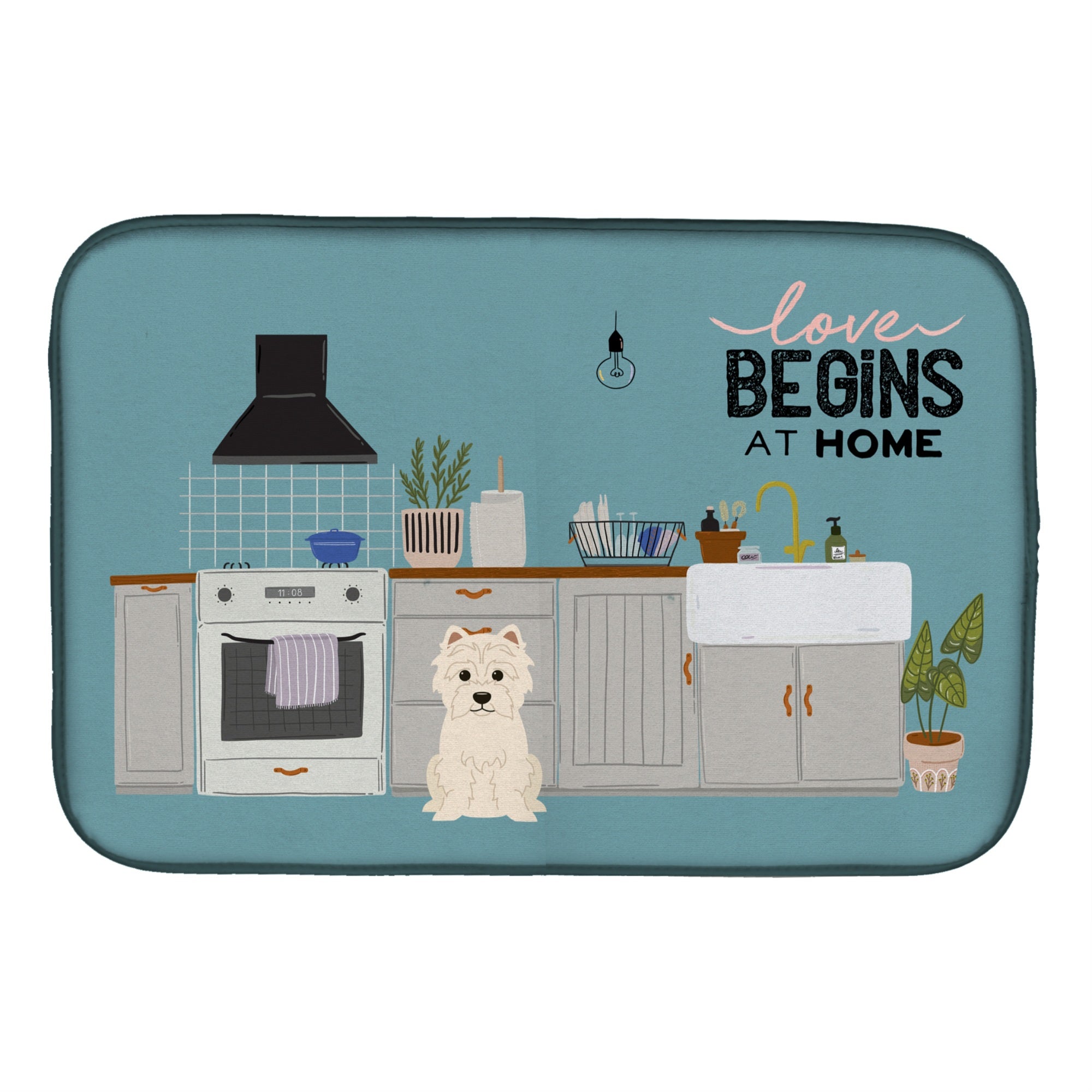 Caroline'S Treasures Ck7746Ddm Westie Kitchen Scene Dish-Drying-Mats, 14 X 21, Multicolor