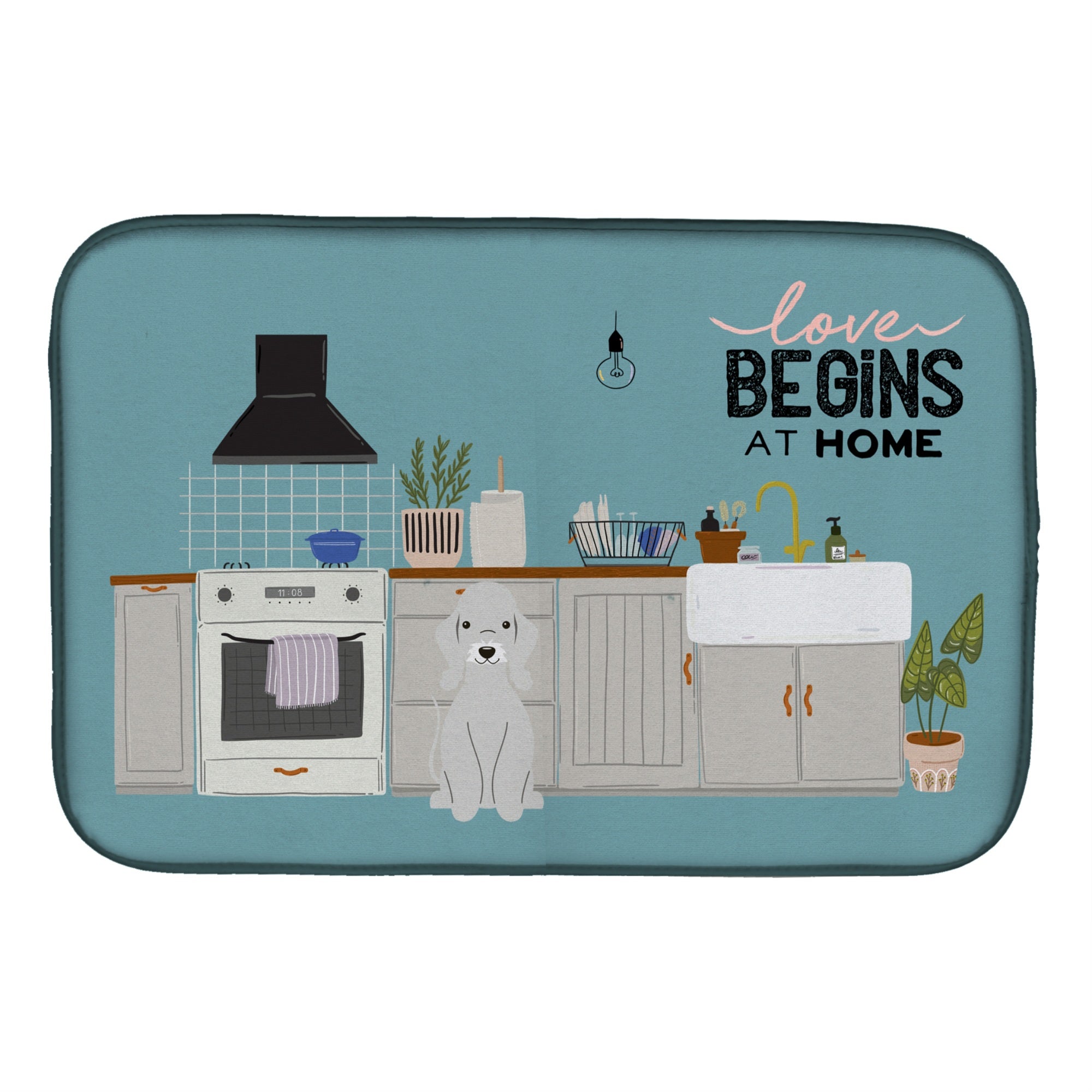 Caroline'S Treasures Ck7794Ddm Blue Bedlington Terrier Kitchen Scene Dish-Drying-Mats, 14 X 21, Multicolor