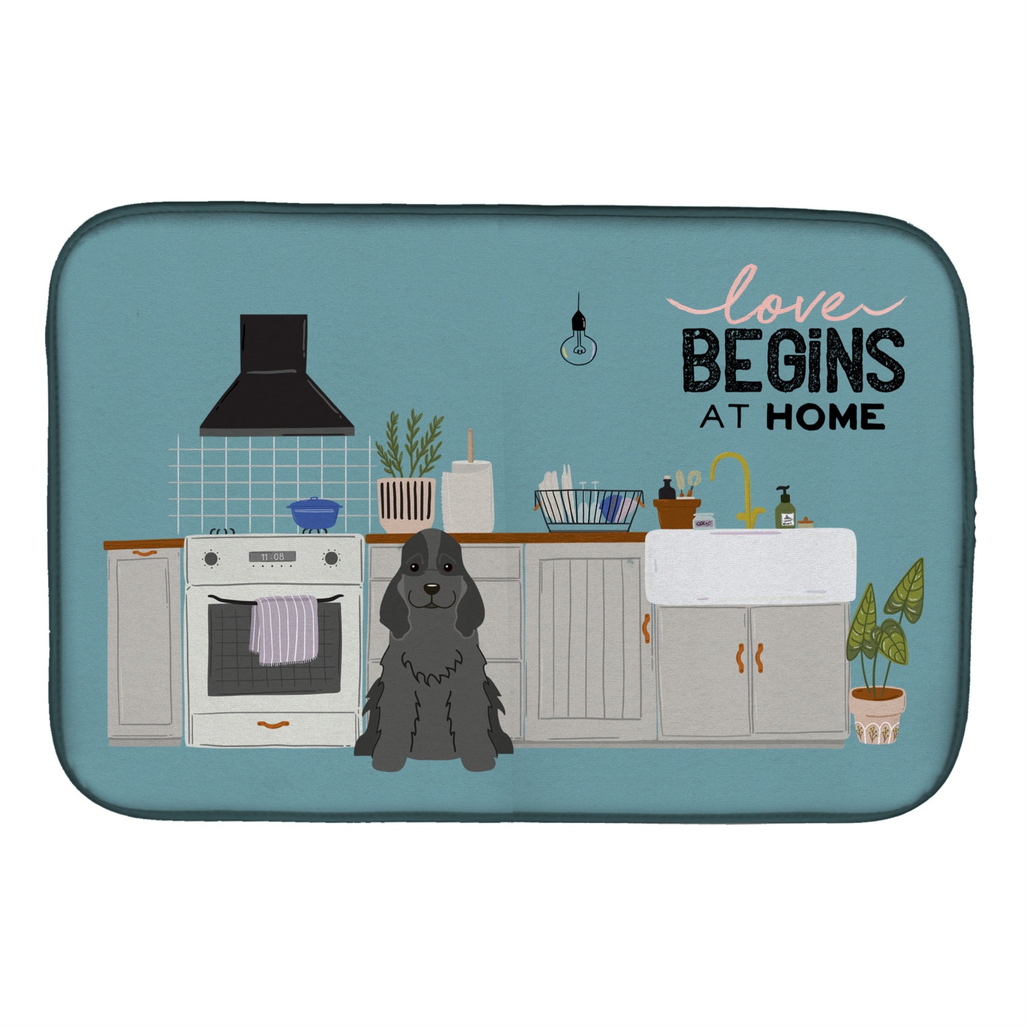 Caroline'S Treasures Ck7796Ddm Black Cocker Spaniel Kitchen Scene Dish-Drying-Mats, 14 X 21, Multicolor